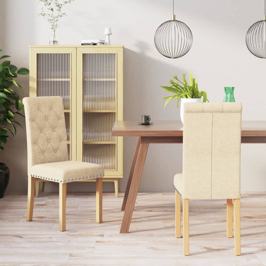 vidaXL Eetkamerstoelen 2 st stof lichtgrijs