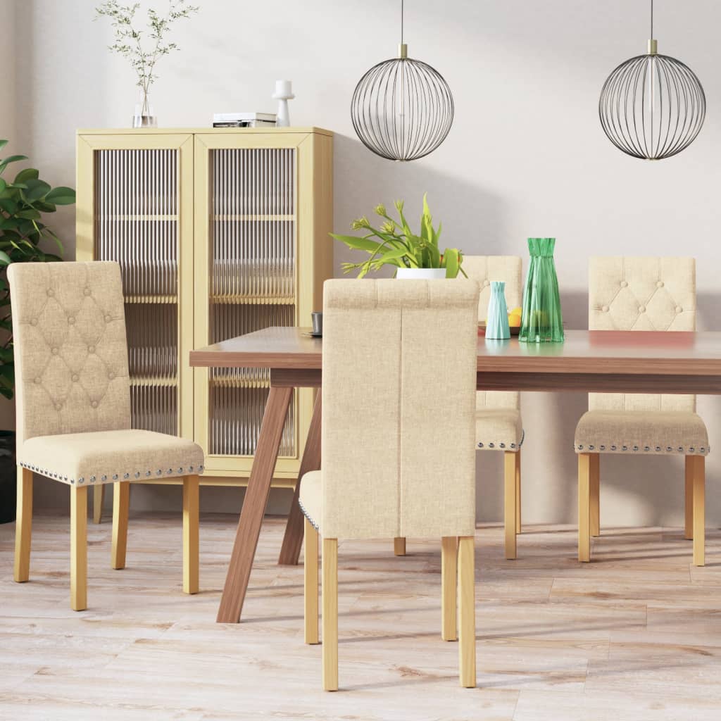 vidaXL Eetkamerstoelen 2 st stof lichtgrijs