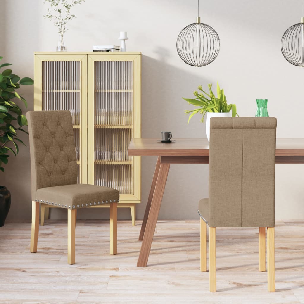 vidaXL Eetkamerstoelen 2 st stof lichtgrijs