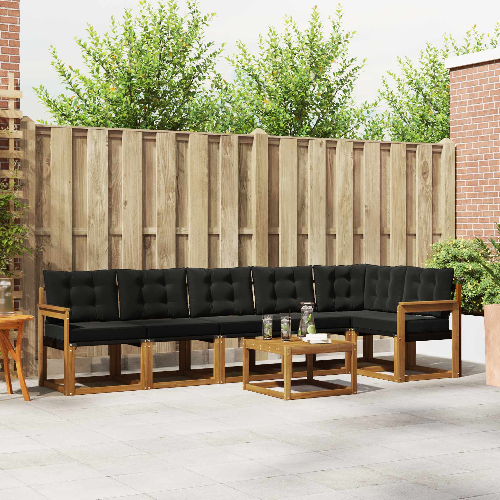vidaXL Buiten bankenset met kussen 7 pcs Natuurlijk en Crème