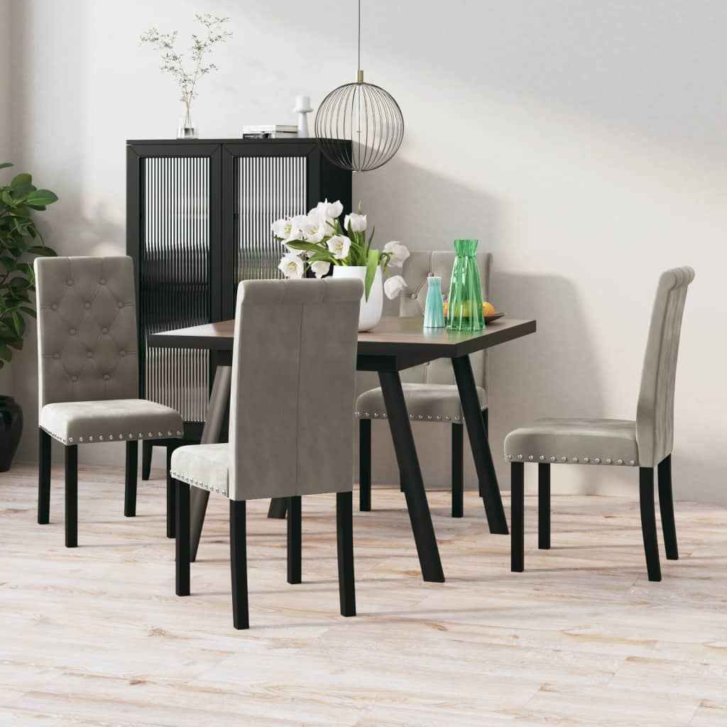 vidaXL Eetkamerstoelen 4 st fluweel wijnrood