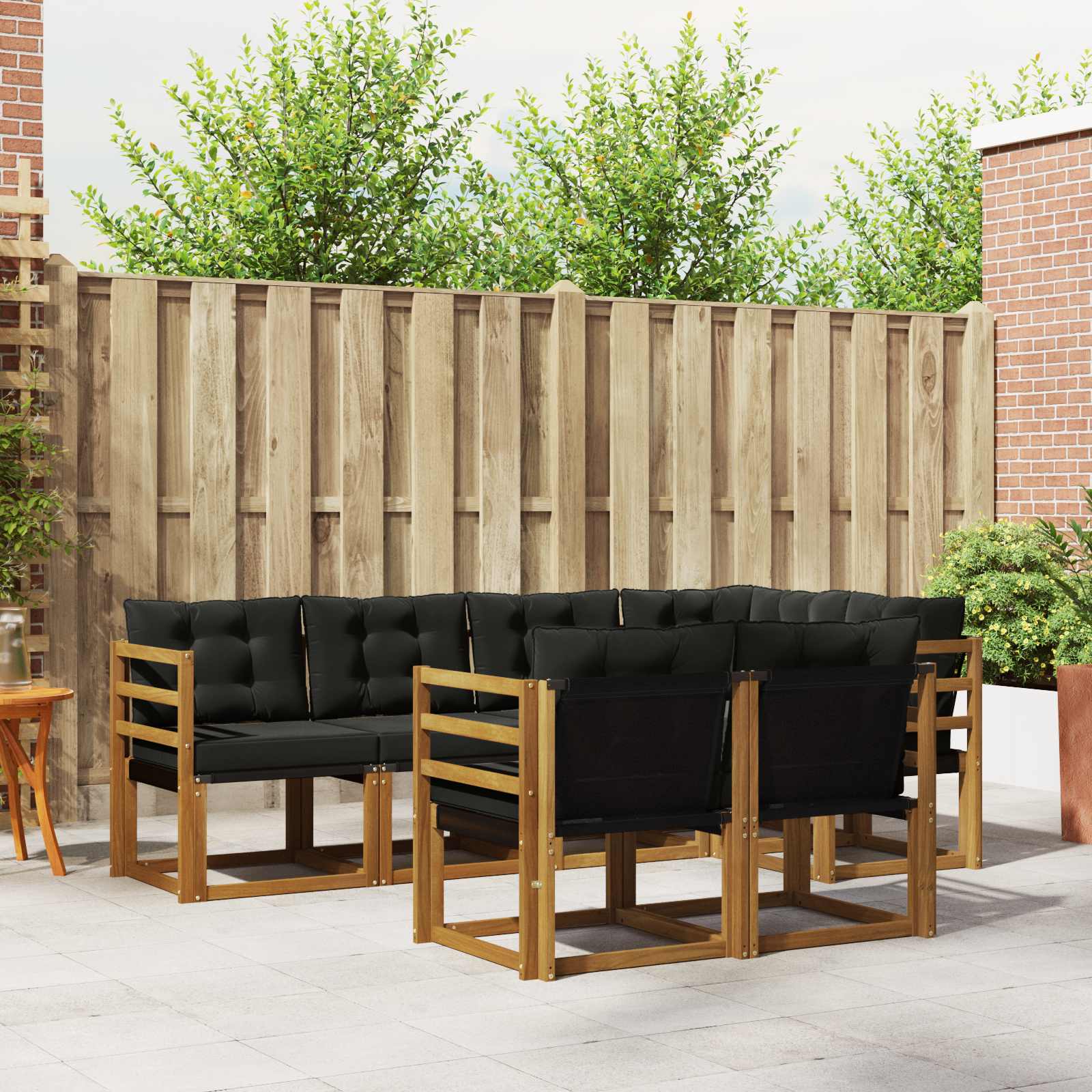 vidaXL Buiten bankenset met kussen 7 pcs Natuurlijk en Crème