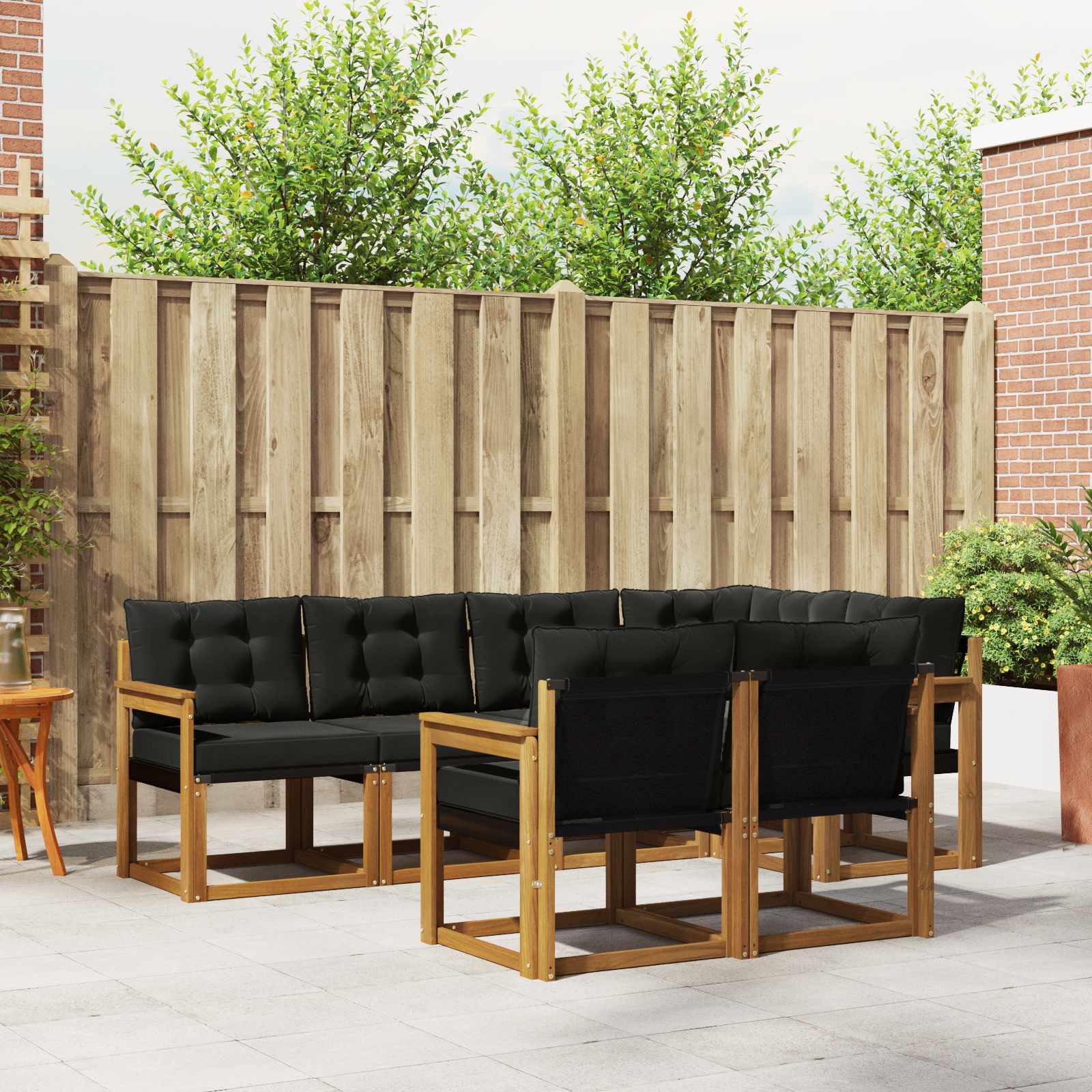 vidaXL Buiten bankenset met kussen 7 pcs Natuurlijk en Crème