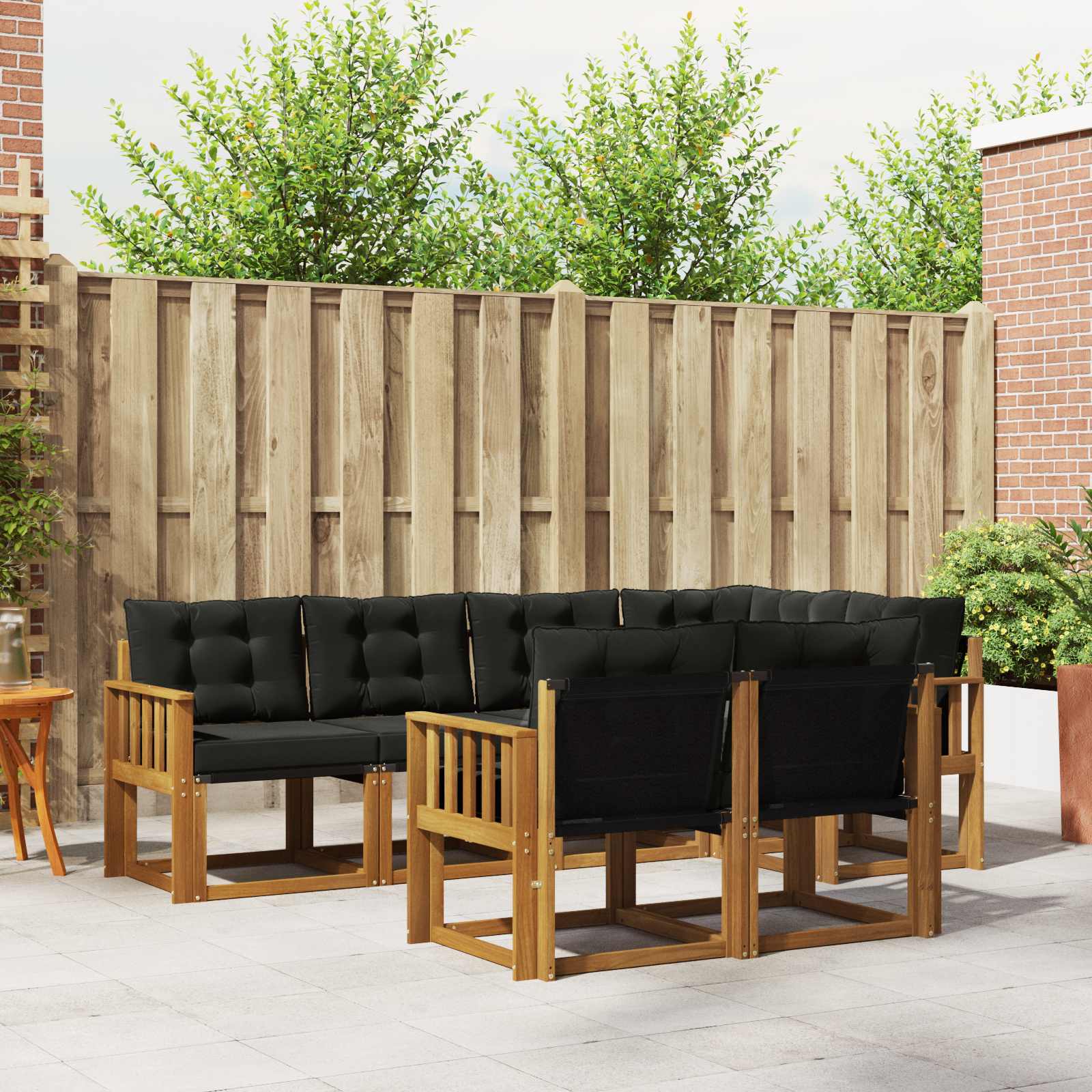 vidaXL Buiten bankenset met kussen 7 pcs Natuurlijk en Crème