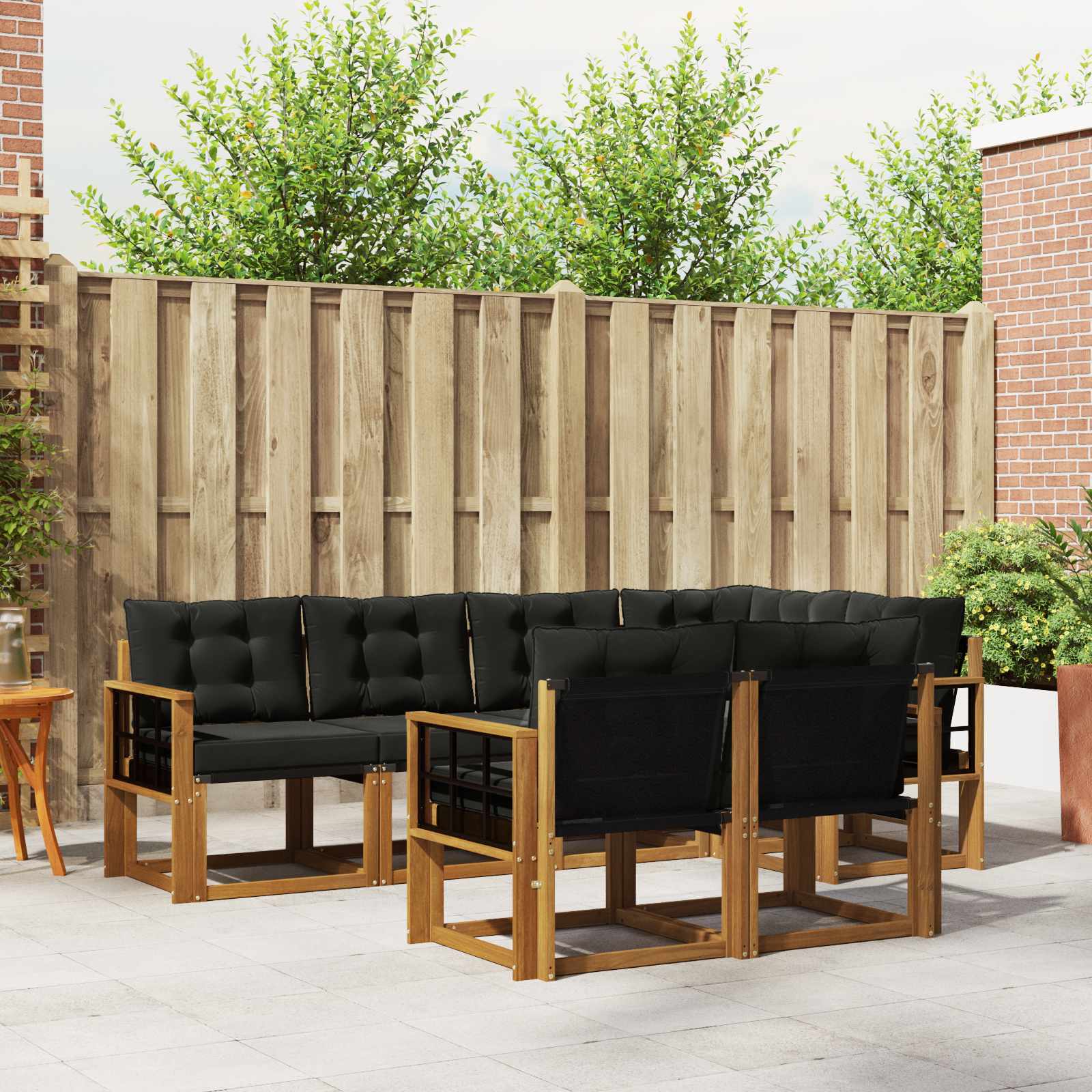 vidaXL Buiten bankenset met kussen 7 pcs Natuurlijk en Crème