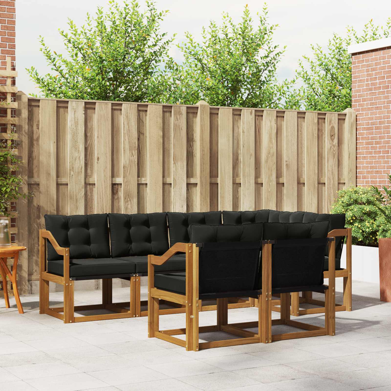 vidaXL Buiten bankenset met kussen 7 pcs Natuurlijk en Crème
