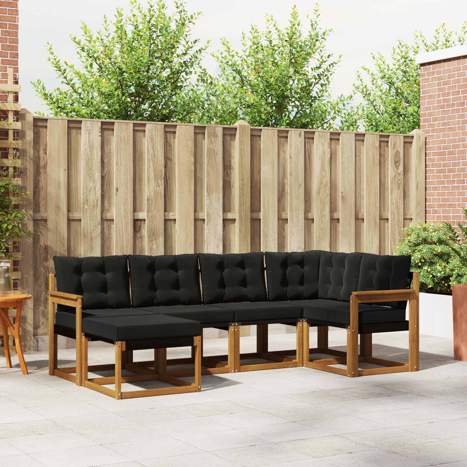 vidaXL Buiten bankenset met kussen 6 pcs Natuurlijk en Crème