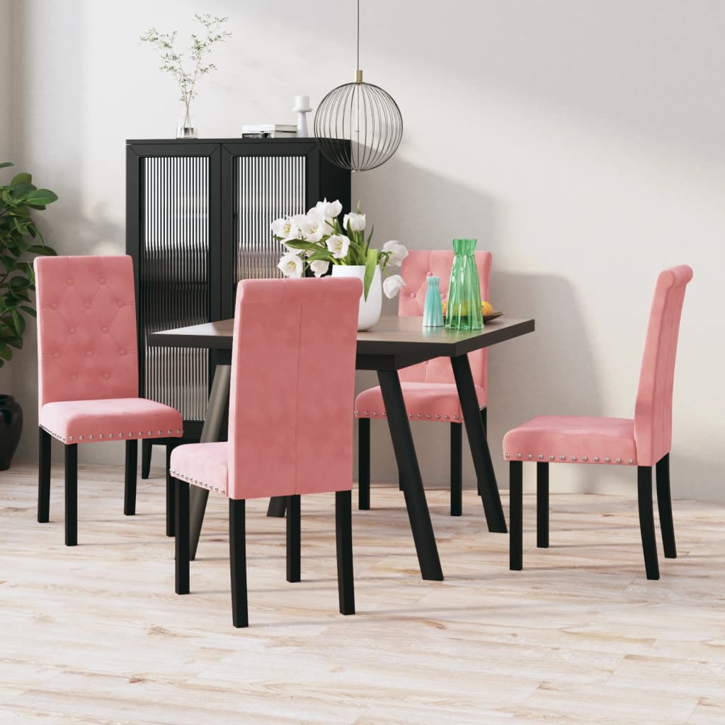 vidaXL Eetkamerstoelen 4 st fluweel wijnrood