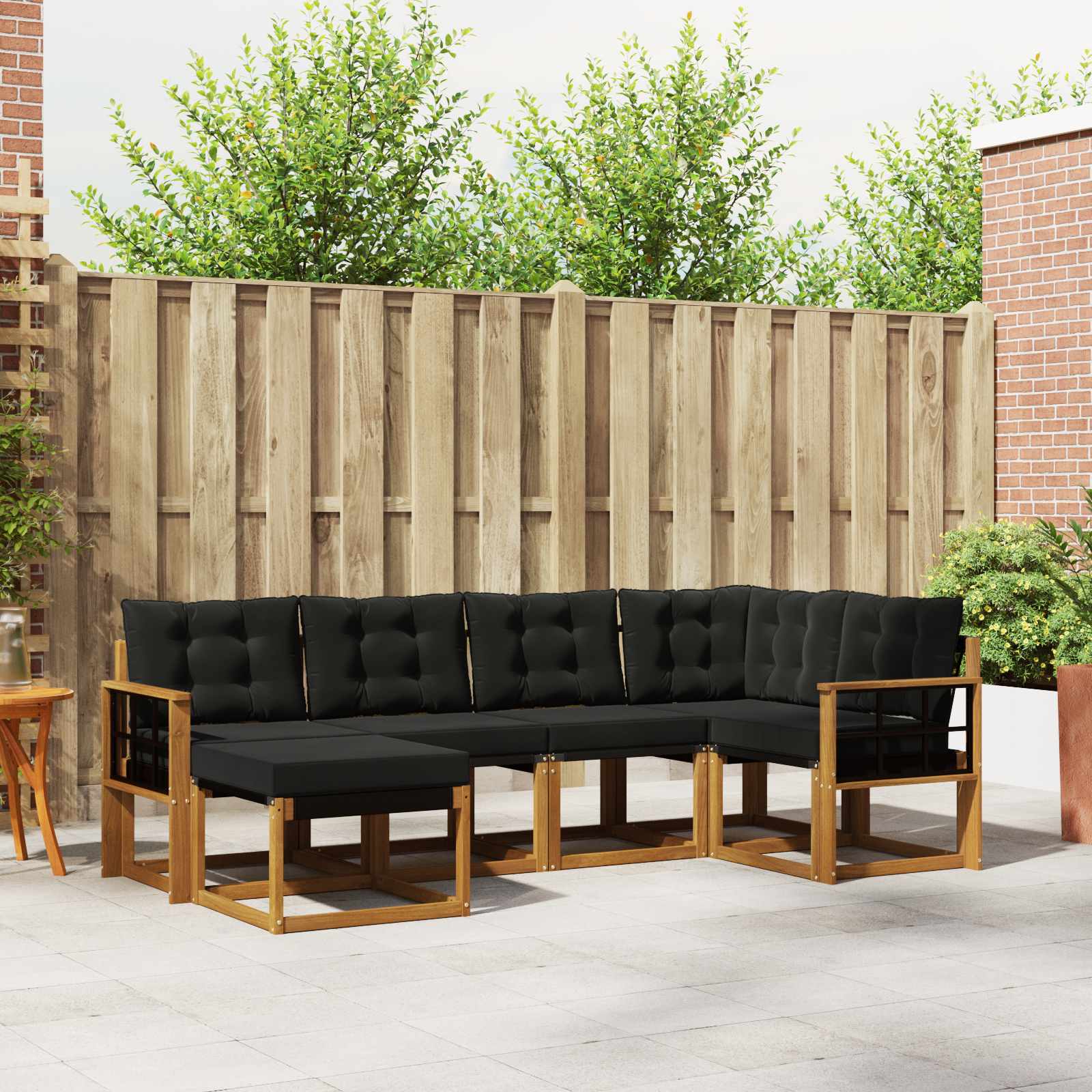 vidaXL Buiten bankenset met kussen 6 pcs Natuurlijk en Crème