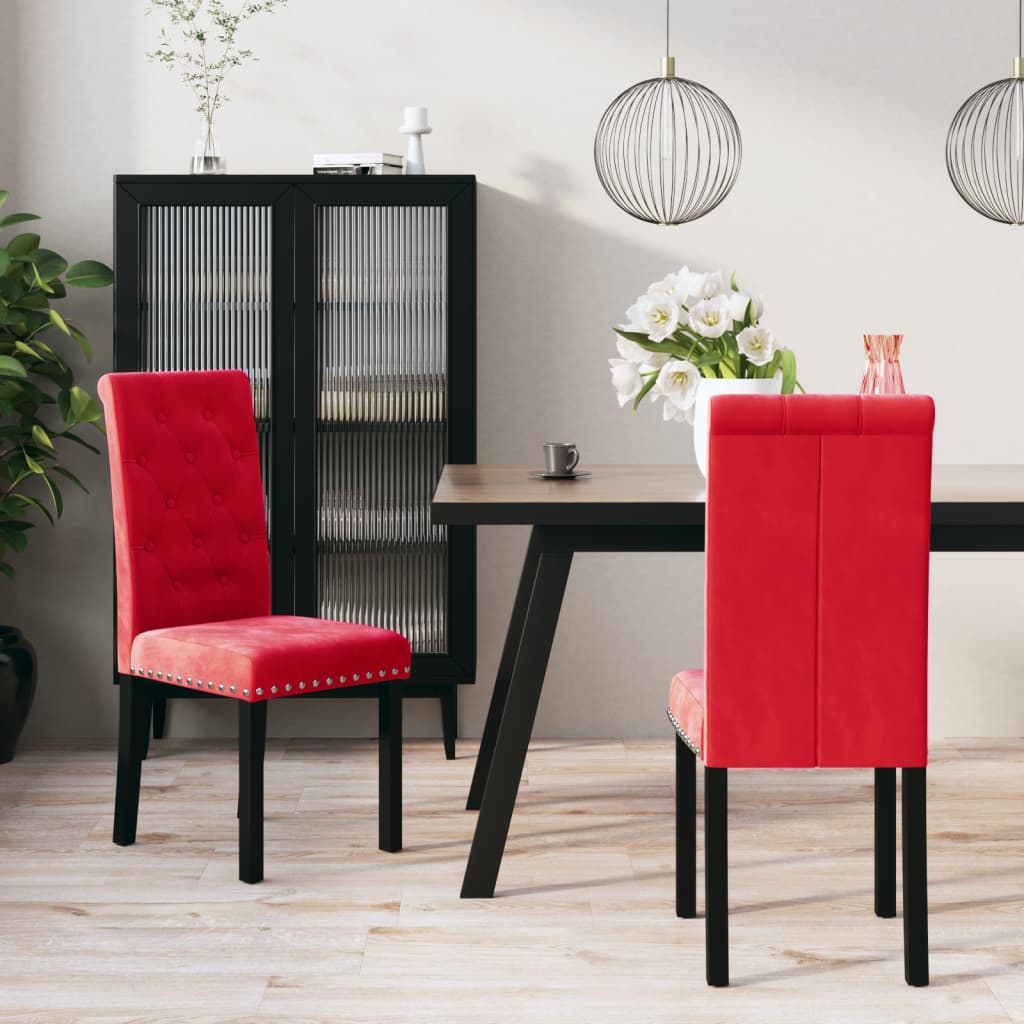 vidaXL Eetkamerstoelen 4 st fluweel wijnrood