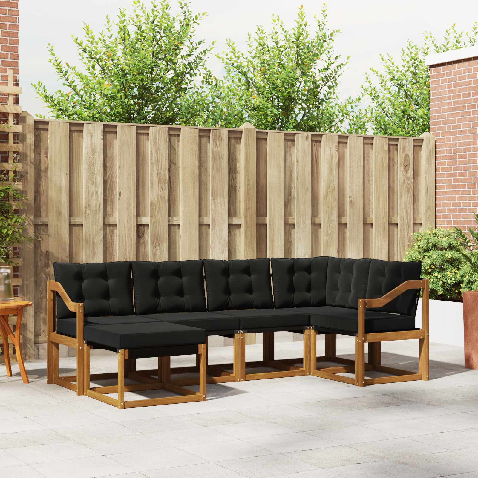 vidaXL Buiten bankenset met kussen 6 pcs Natuurlijk en Crème