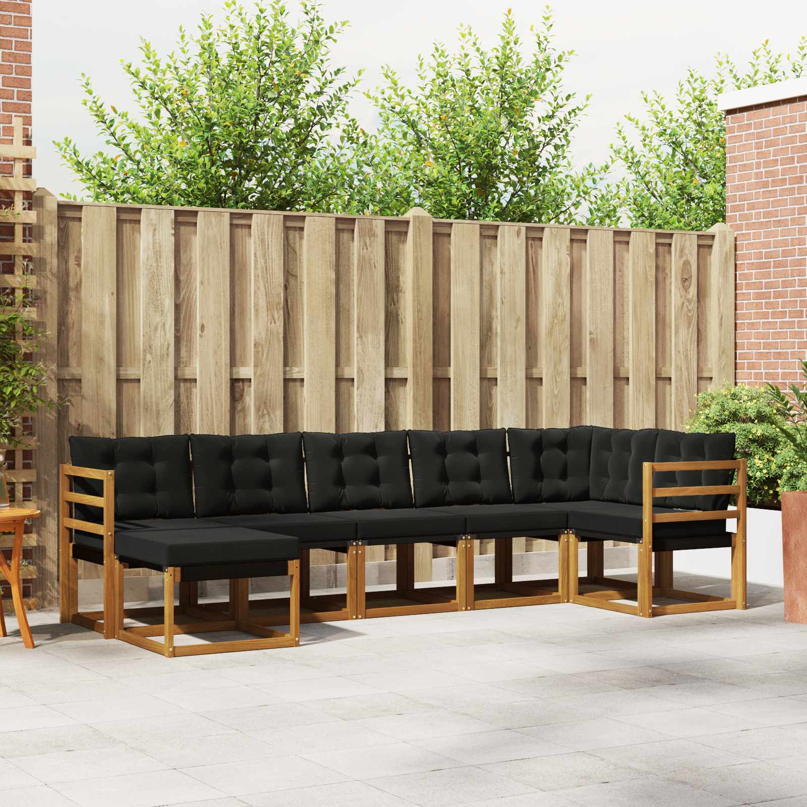vidaXL Buiten bankenset met kussen 7 pcs Natuurlijk en Crème