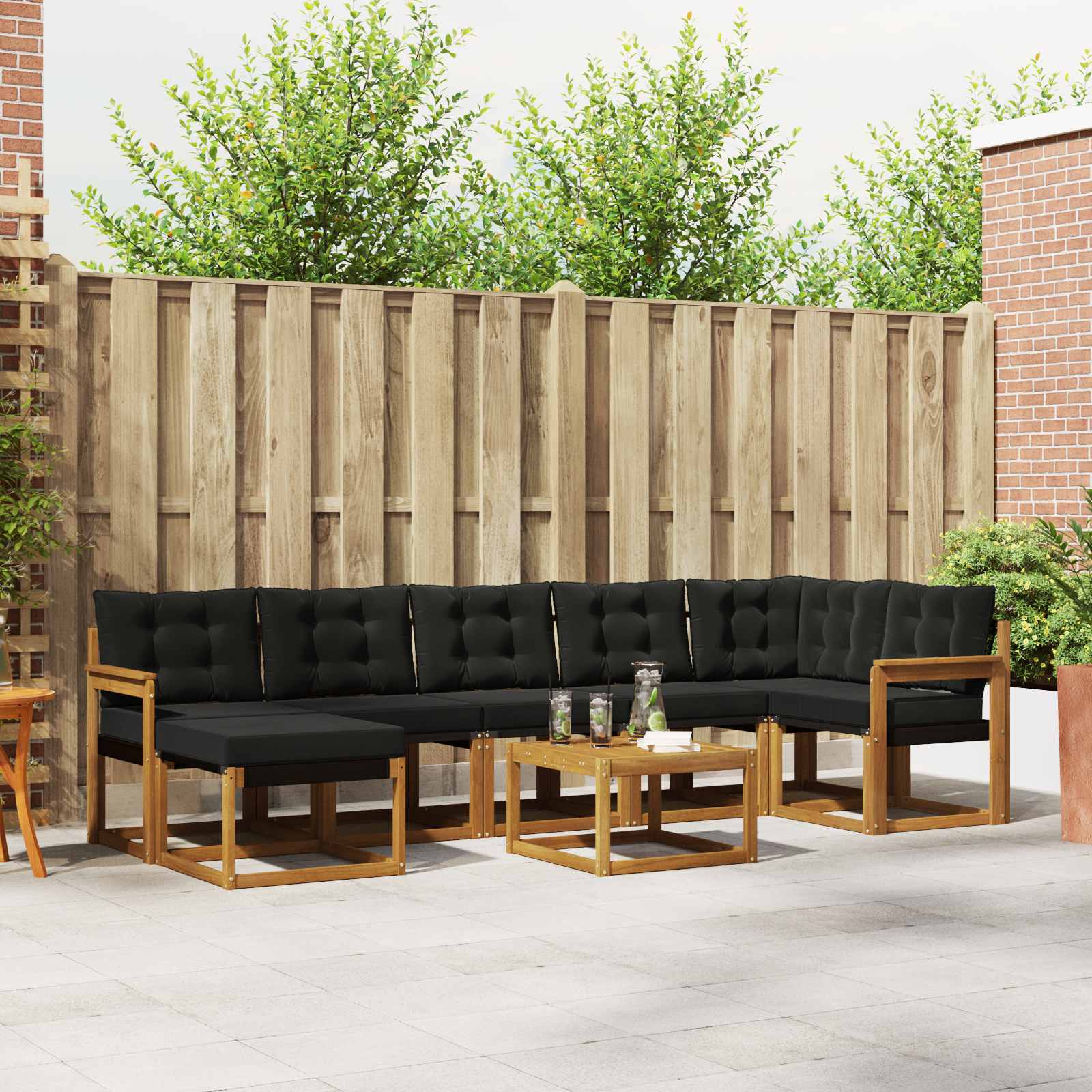 vidaXL Buiten bankenset met kussen 8 pcs Natuurlijk en Crème