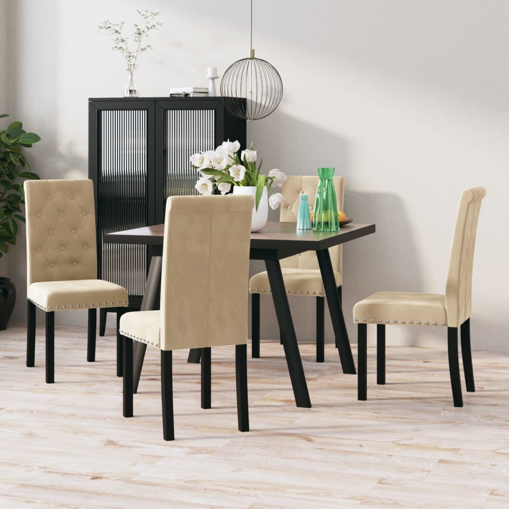 vidaXL Eetkamerstoelen 4 st fluweel wijnrood