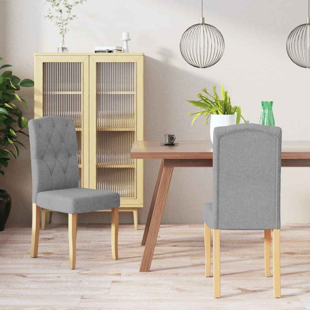 vidaXL Eetkamerstoelen 2 st stof lichtgrijs