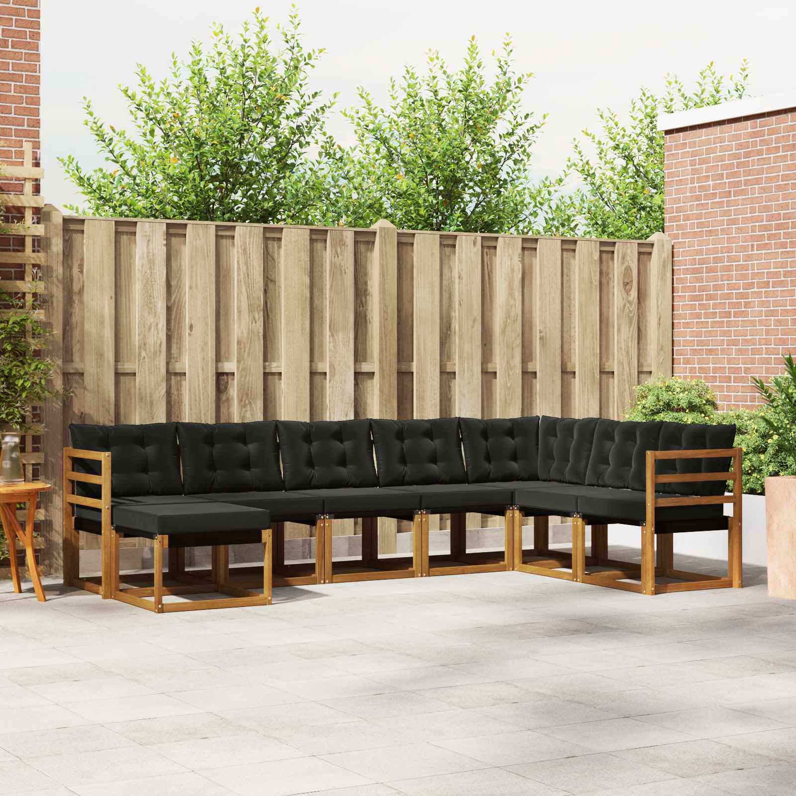 vidaXL Buiten bankenset met kussen 8 pcs Natuurlijk en Crème