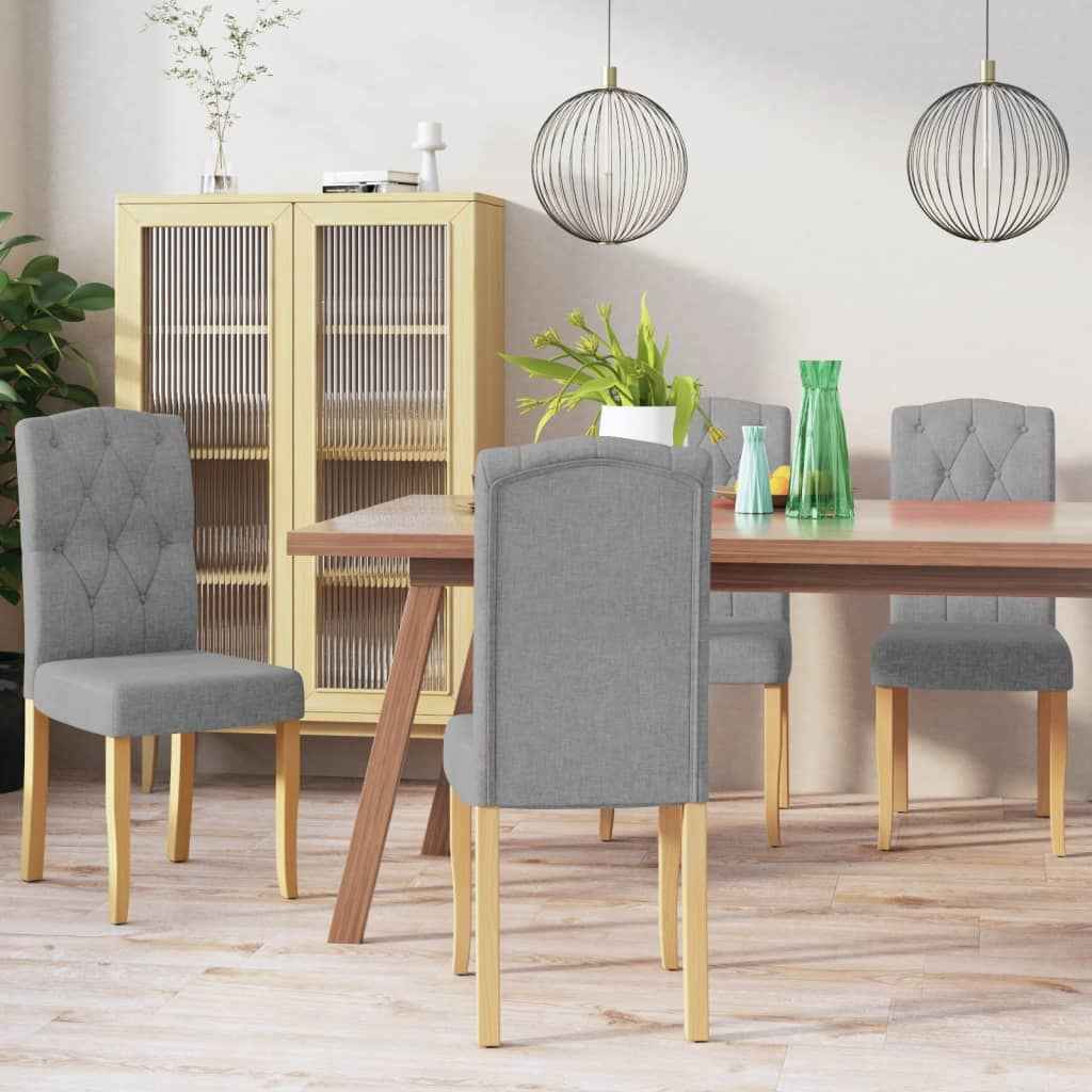 vidaXL Eetkamerstoelen 2 st stof lichtgrijs