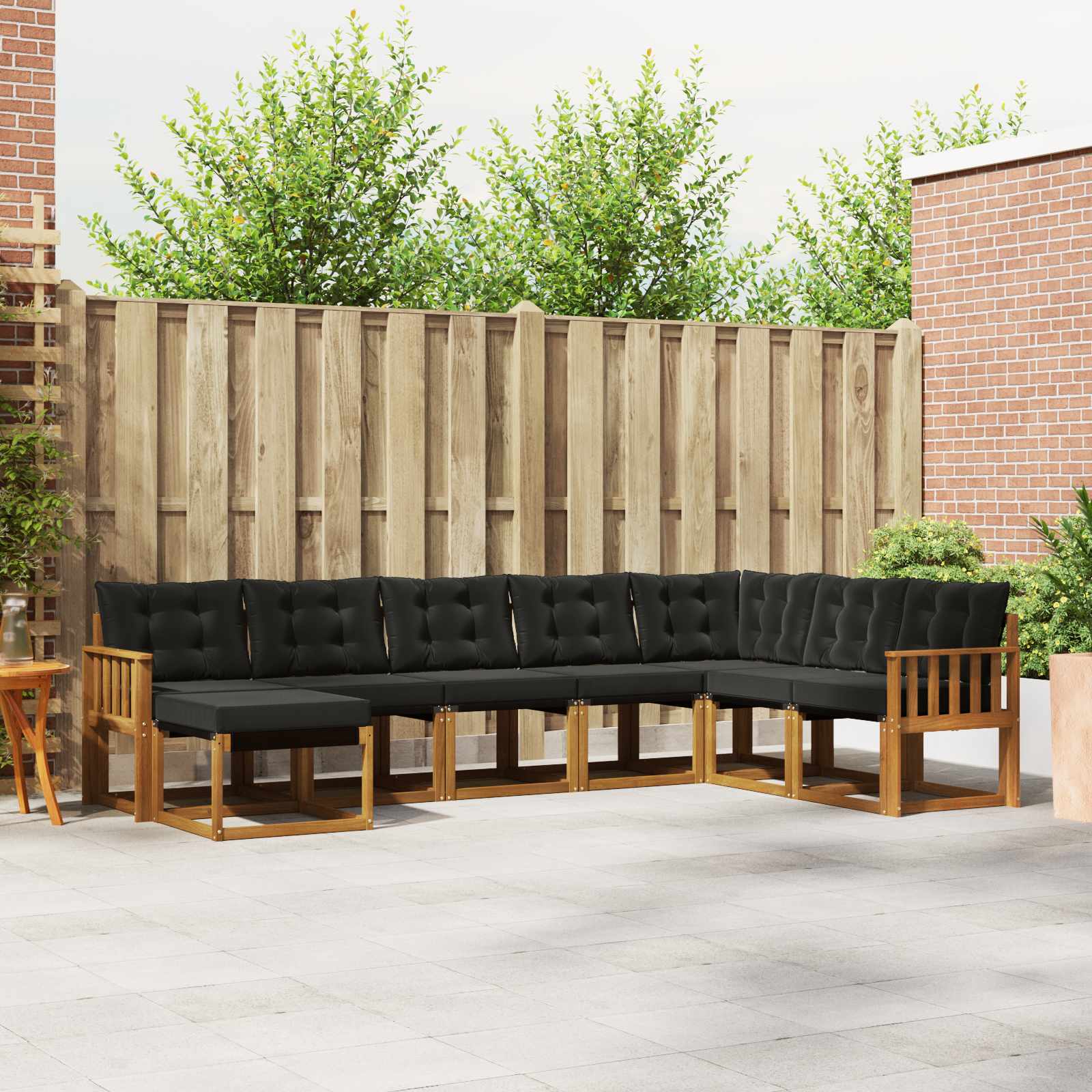 vidaXL Buiten bankenset met kussen 8 pcs Natuurlijk en Crème