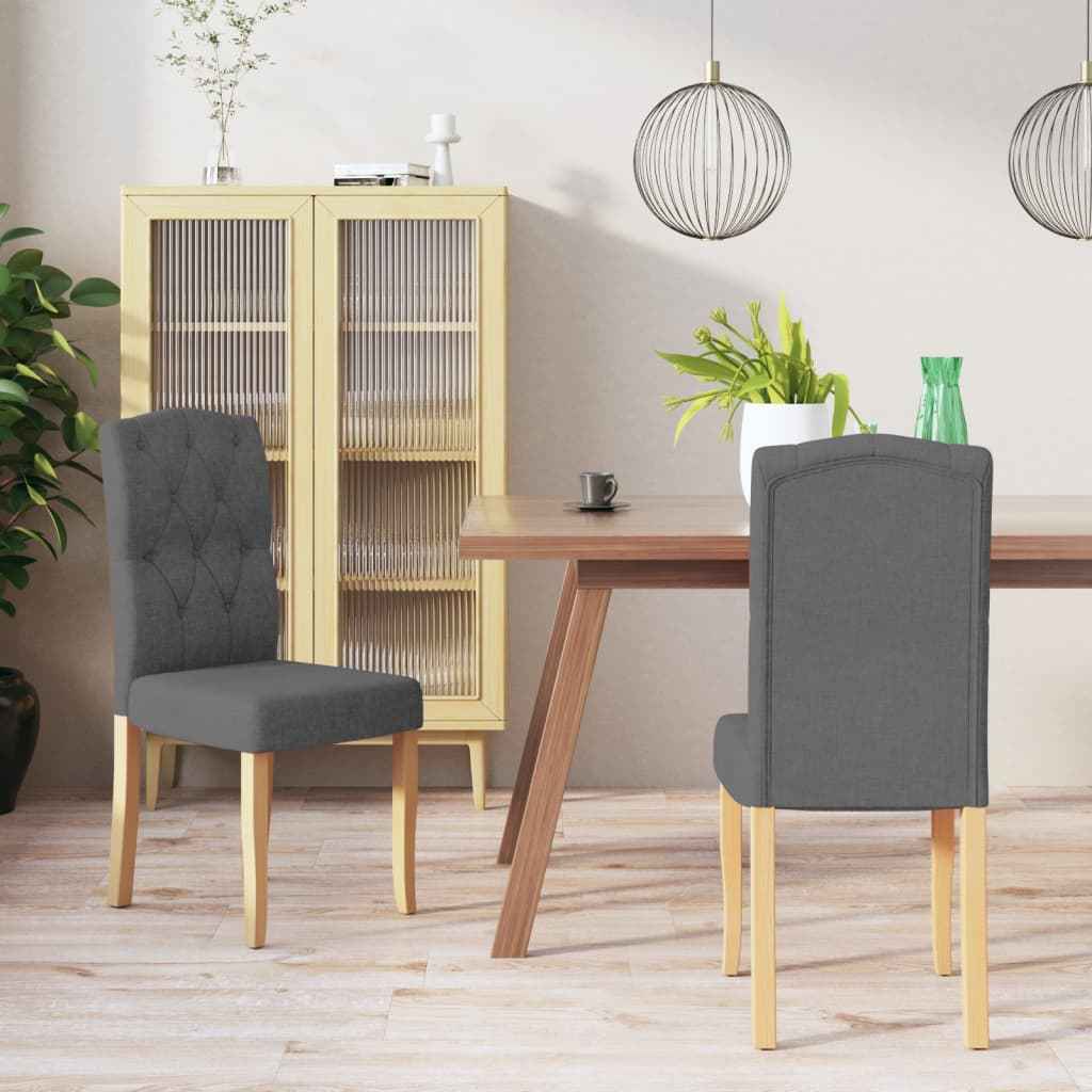 vidaXL Eetkamerstoelen 2 st stof lichtgrijs
