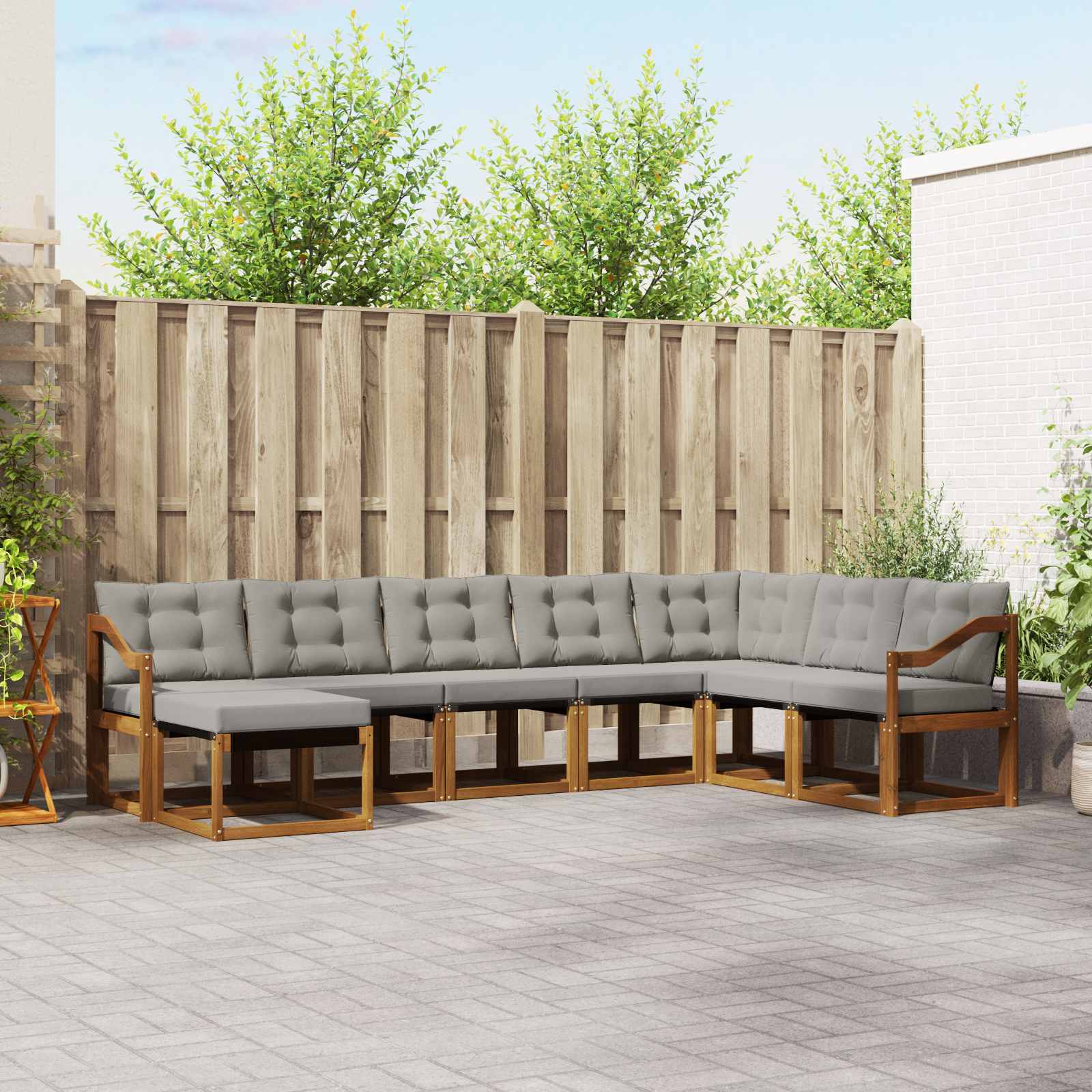 vidaXL Buiten bankenset met kussen 8 pcs Natuurlijk en Crème