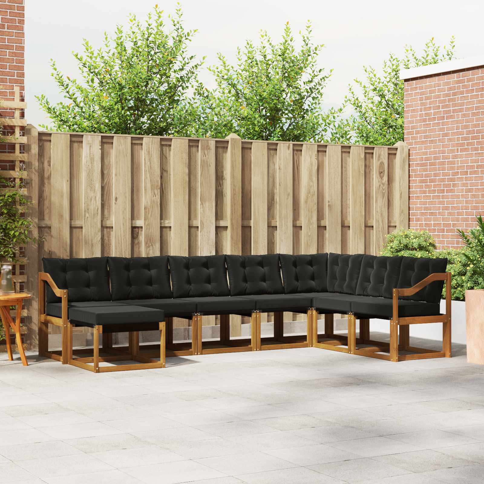 vidaXL Buiten bankenset met kussen 8 pcs Natuurlijk en Crème