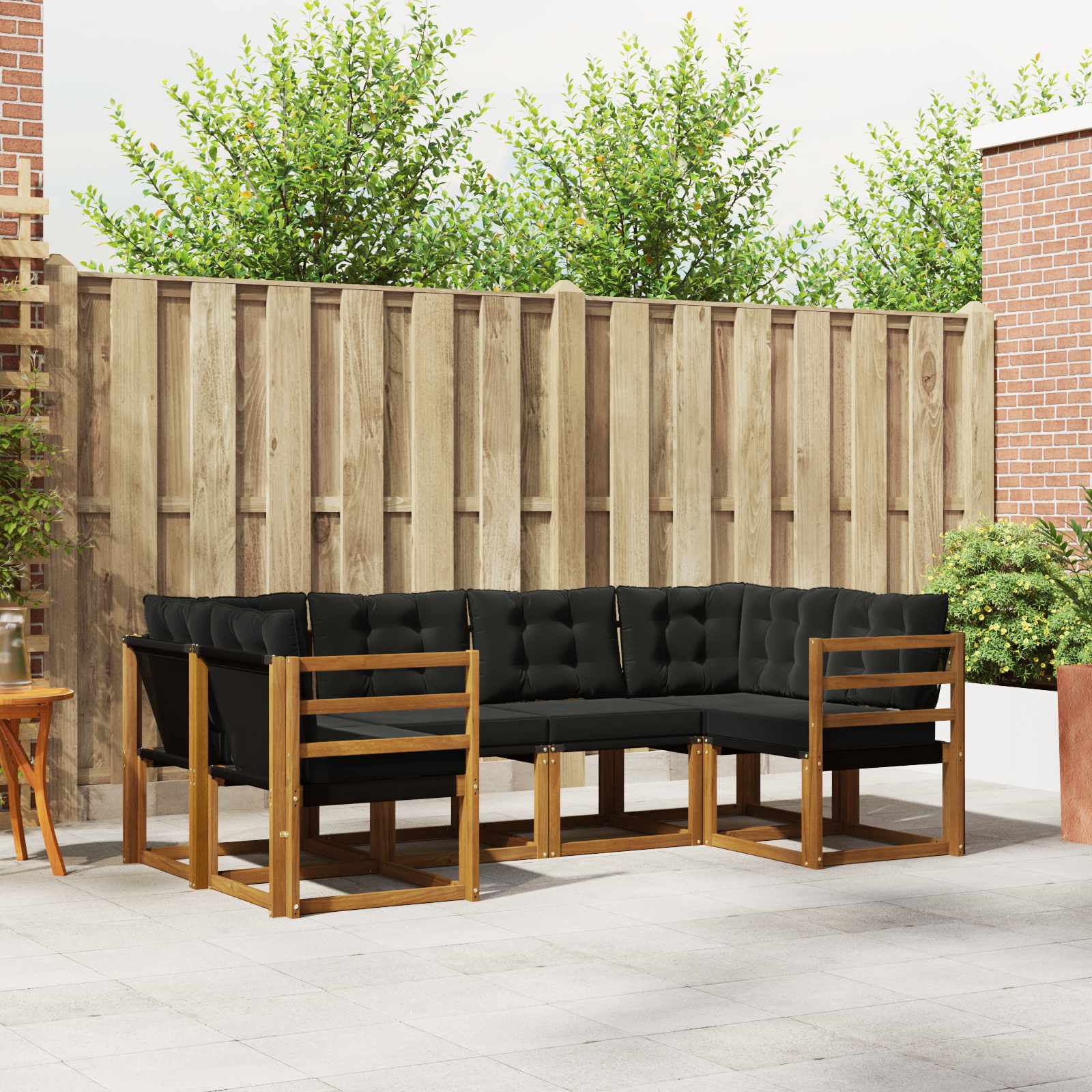 vidaXL Buiten bankenset met kussen 6 pcs Natuurlijk en Crème