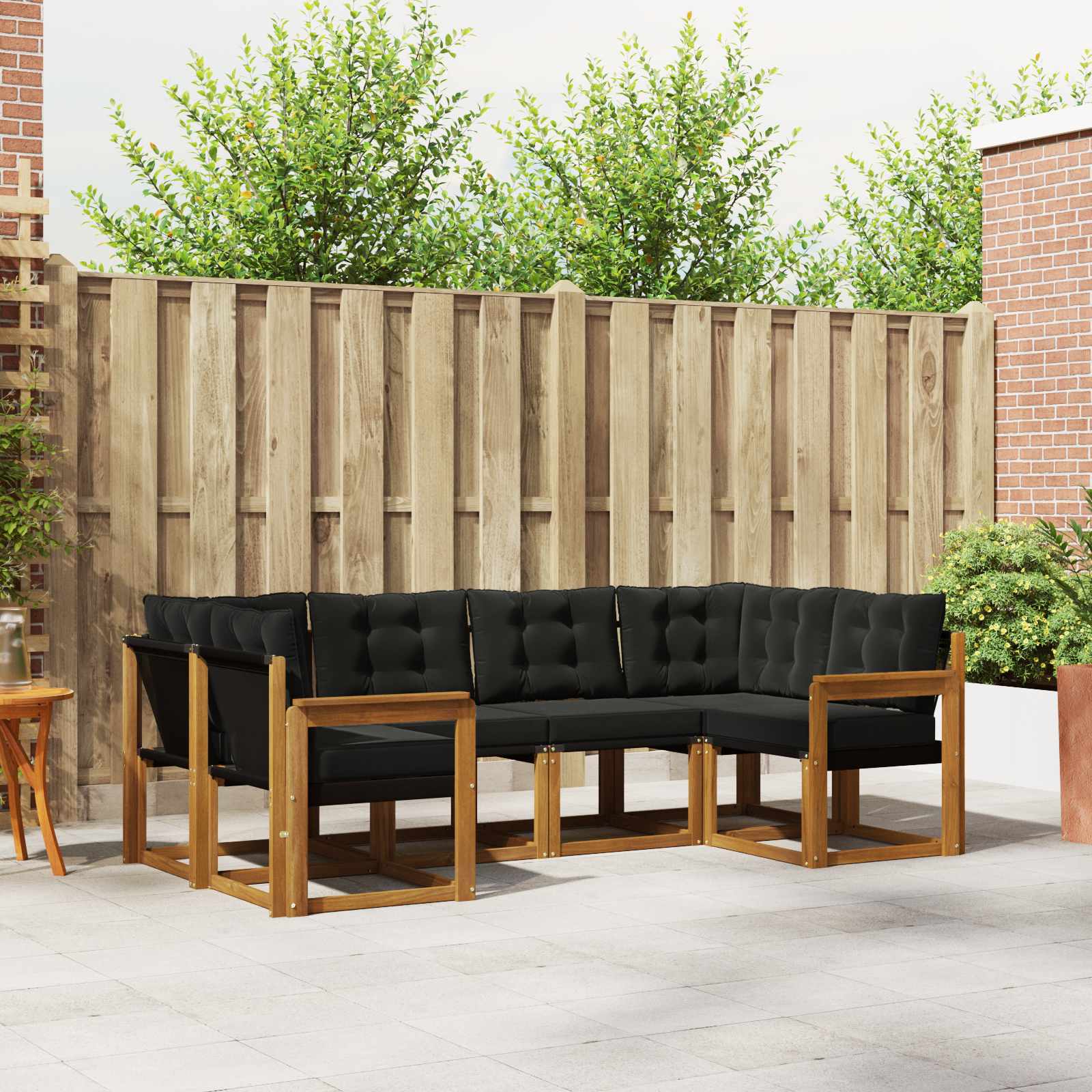 vidaXL Buiten bankenset met kussen 6 pcs Natuurlijk en Crème