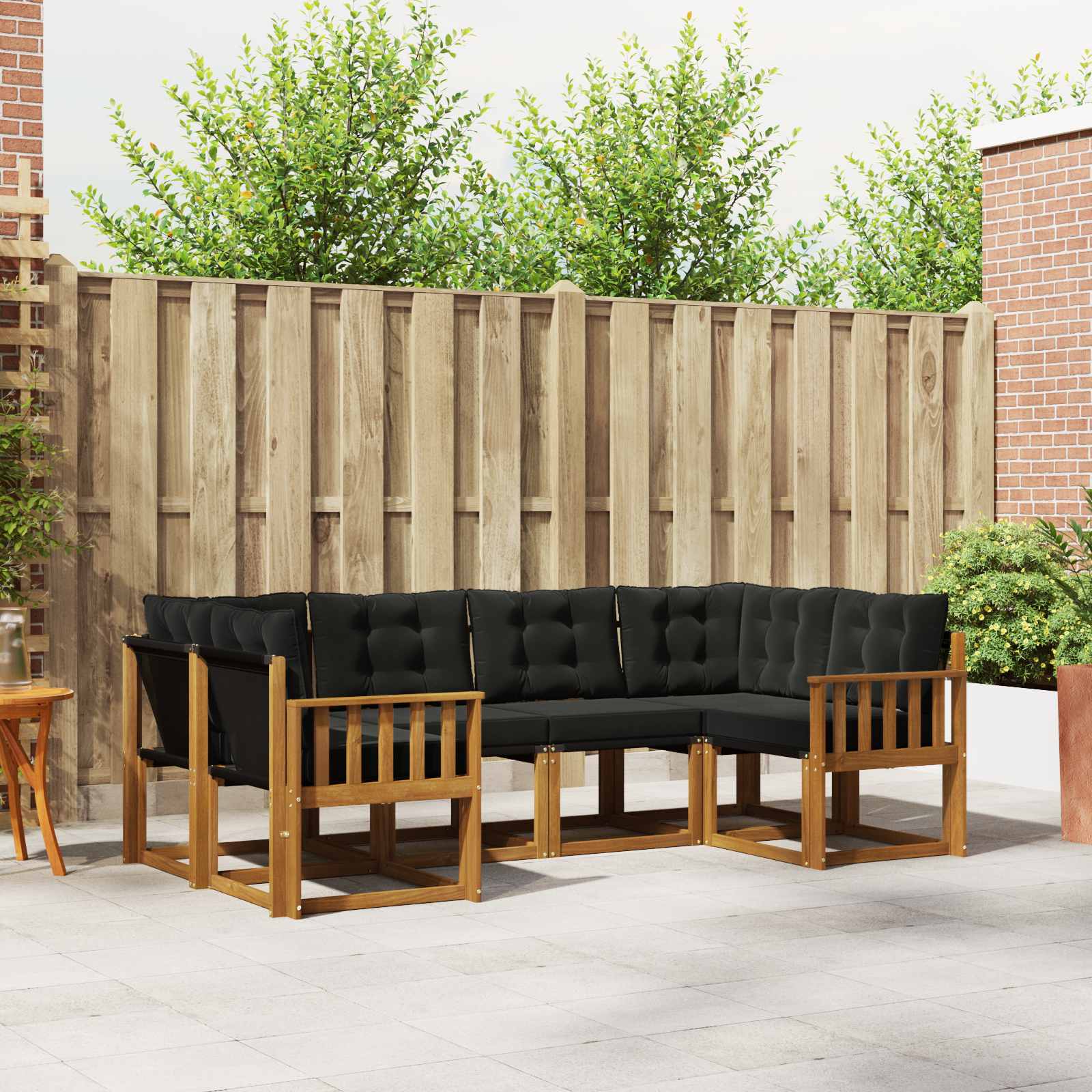 vidaXL Buiten bankenset met kussen 6 pcs Natuurlijk en Crème