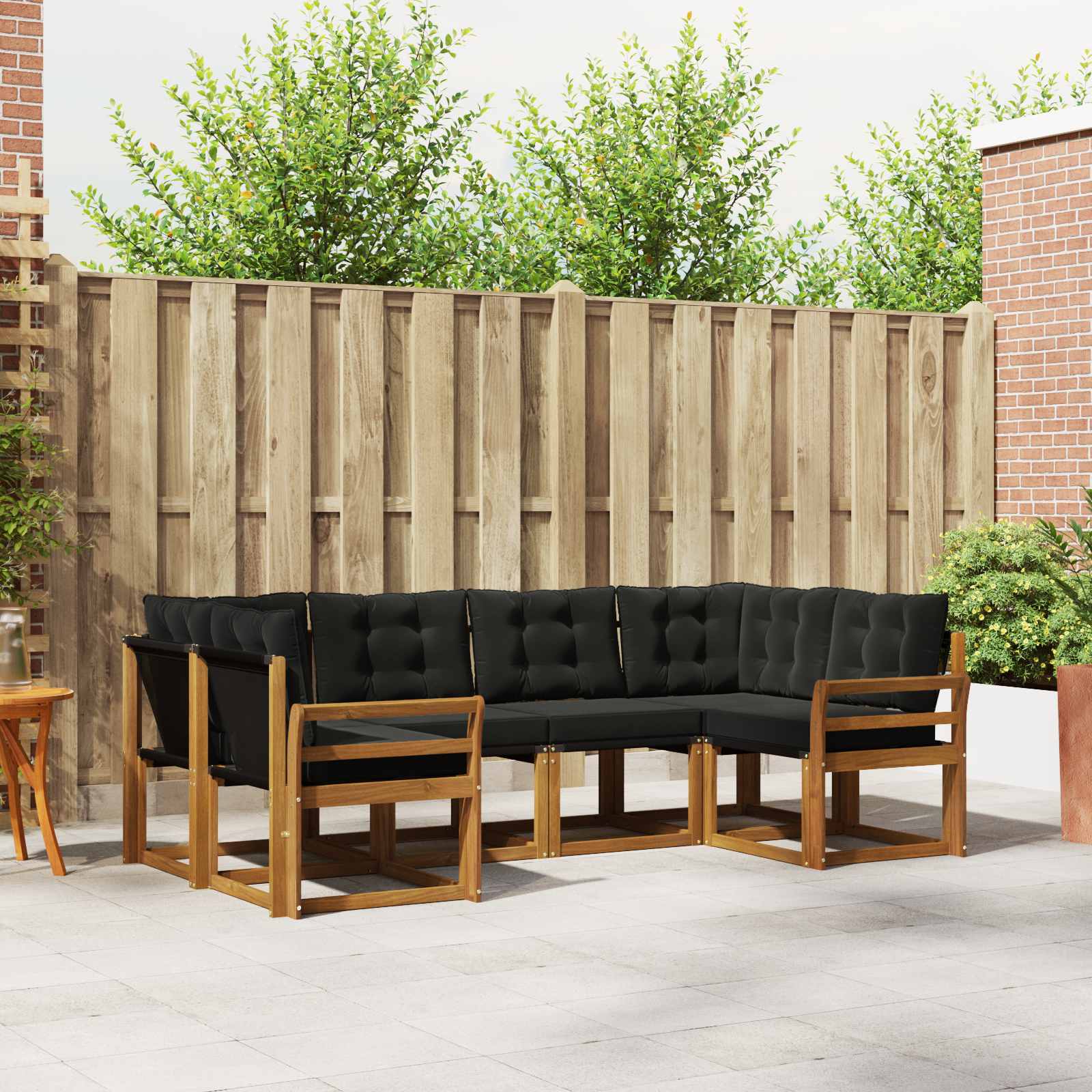 vidaXL Buiten bankenset met kussen 6 pcs Natuurlijk en Crème