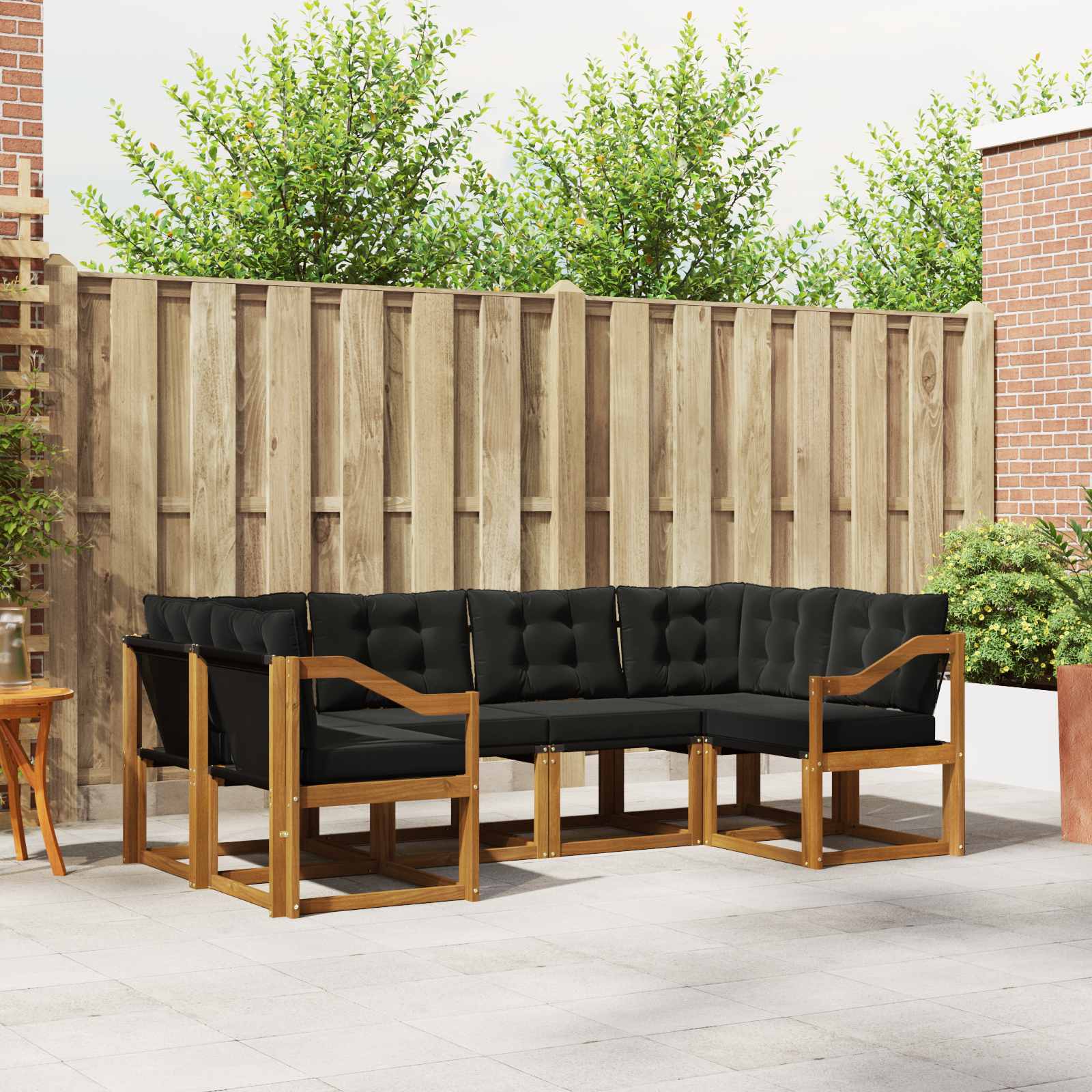 vidaXL Buiten bankenset met kussen 6 pcs Natuurlijk en Crème