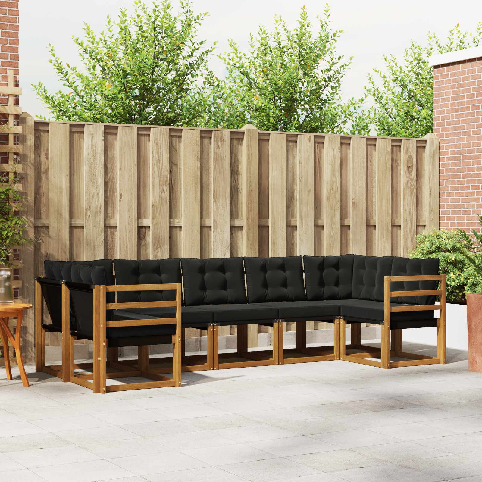 vidaXL Buiten bankenset met kussen 7 pcs Natuurlijk en Crème