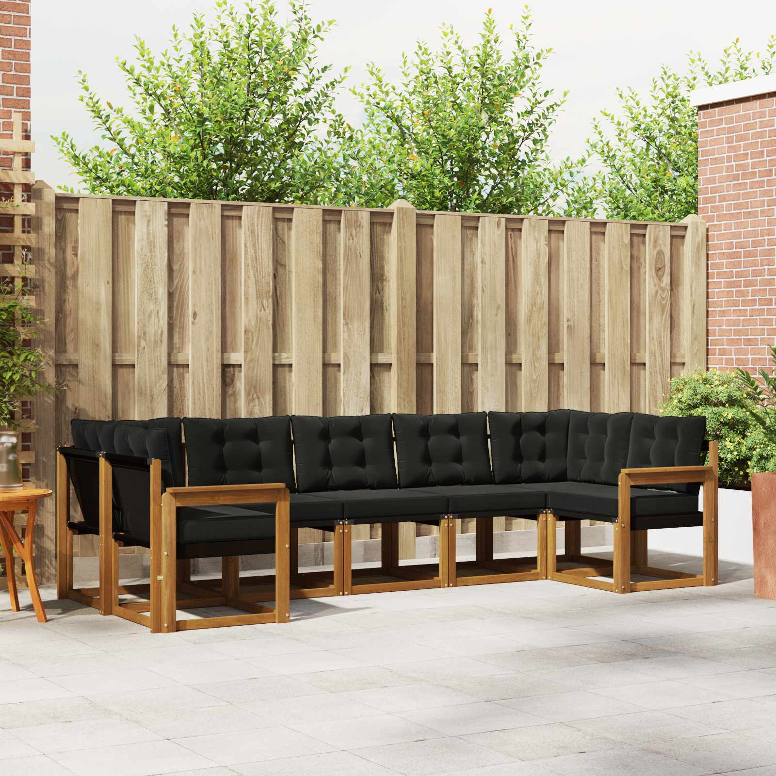 vidaXL Buiten bankenset met kussen 7 pcs Natuurlijk en Crème