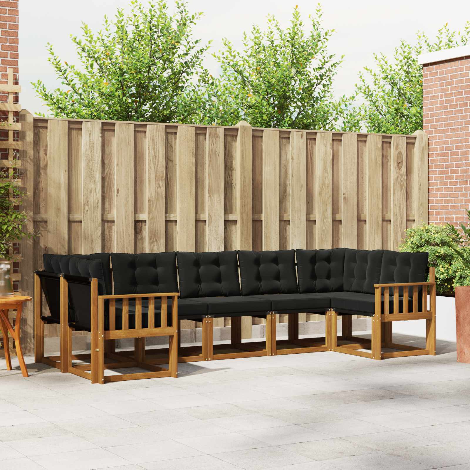 vidaXL Buiten bankenset met kussen 7 pcs Natuurlijk en Crème