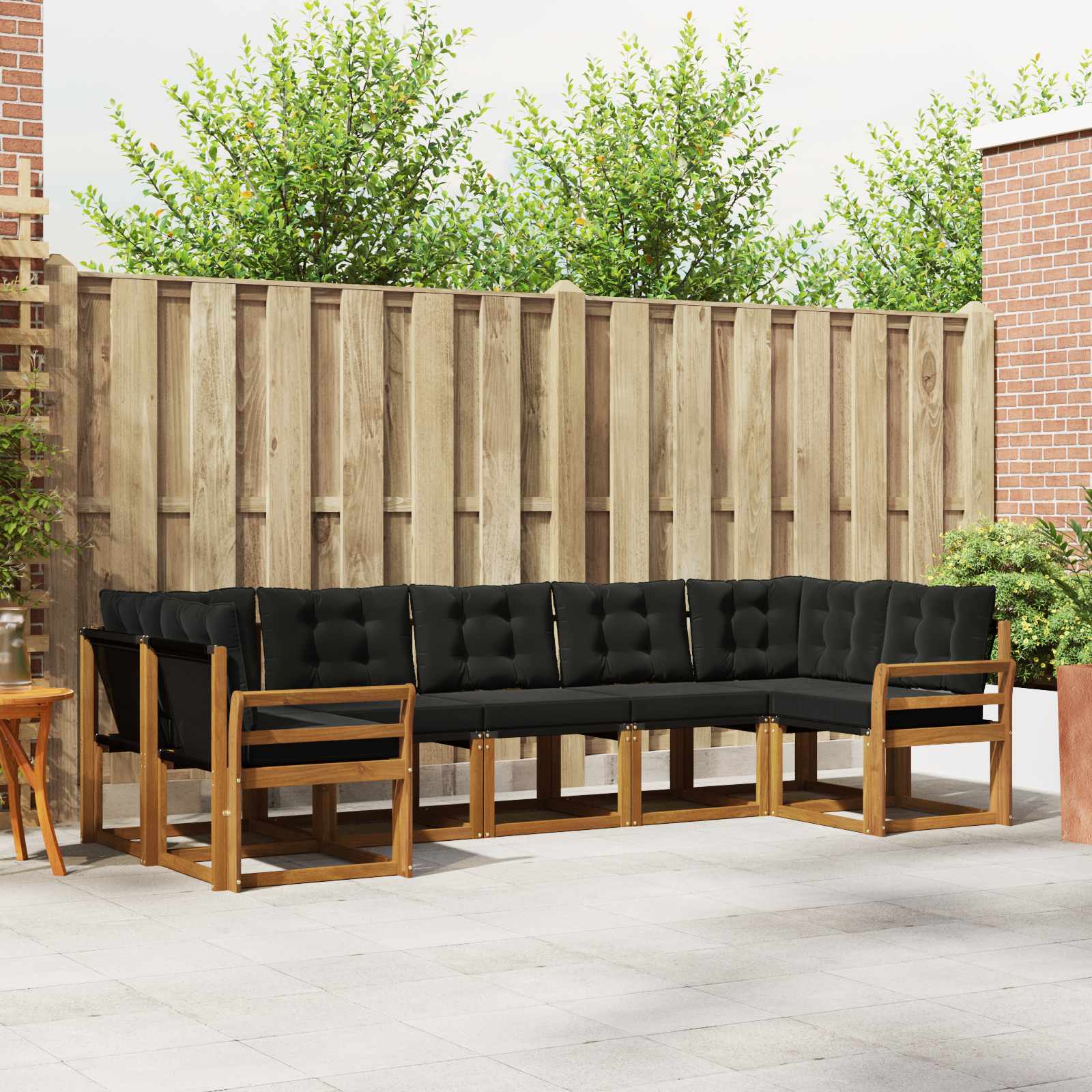 vidaXL Buiten bankenset met kussen 7 pcs Natuurlijk en Crème