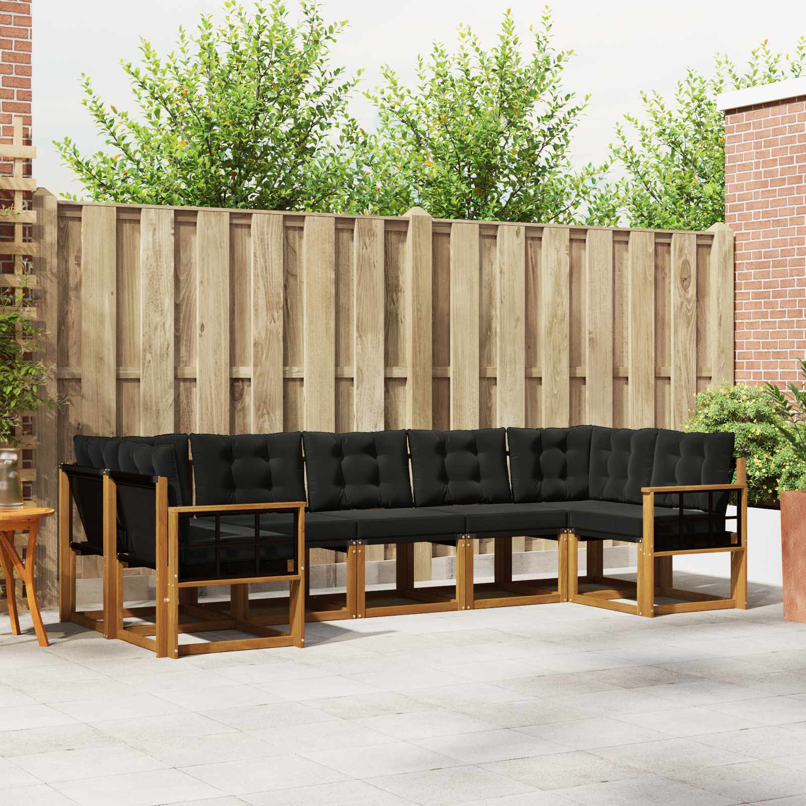 vidaXL Buiten bankenset met kussen 7 pcs Natuurlijk en Crème