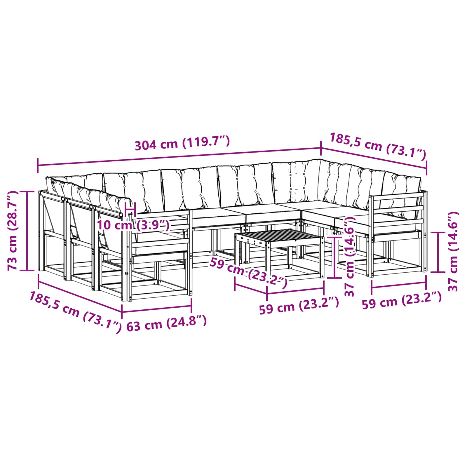 vidaXL Buiten bankenset 30 pcs Natuurlijk en Crème Massief Acaciahout