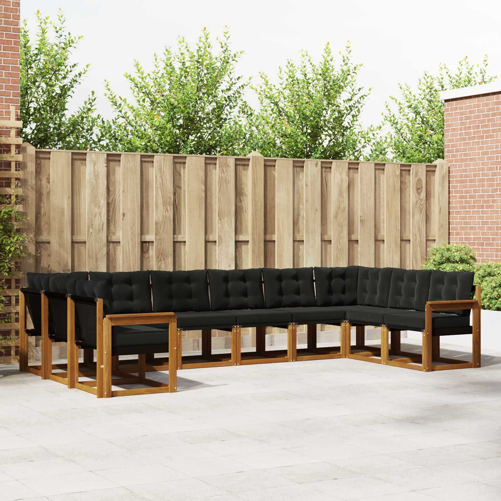 vidaXL Buiten bankenset met kussen 10 pcs Natuurlijk en Crème
