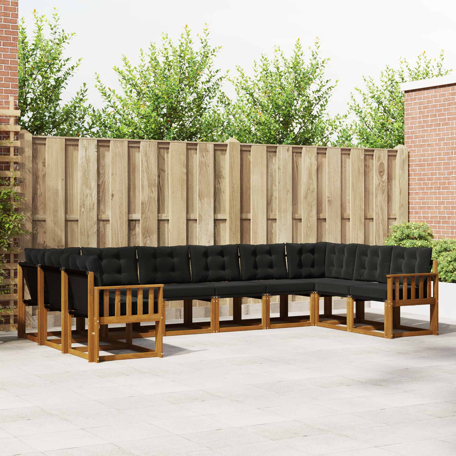 vidaXL Buiten bankenset met kussen 10 pcs Natuurlijk en Crème
