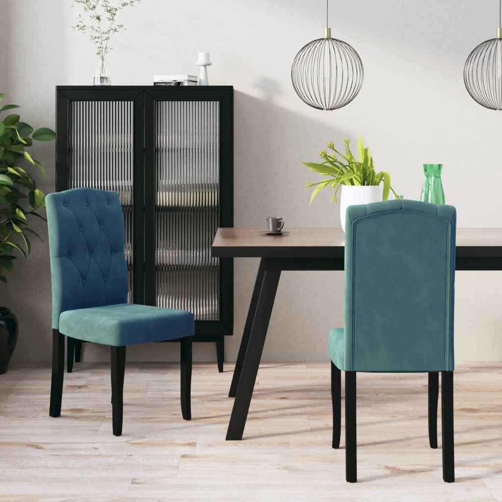 vidaXL Eetkamerstoelen 2 st fluweel blauw