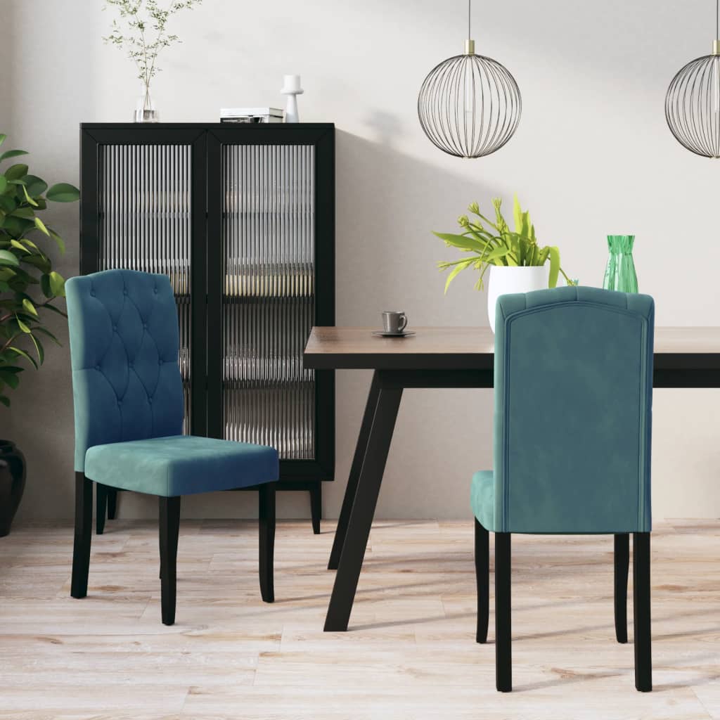 vidaXL Eetkamerstoelen 2 st fluweel blauw