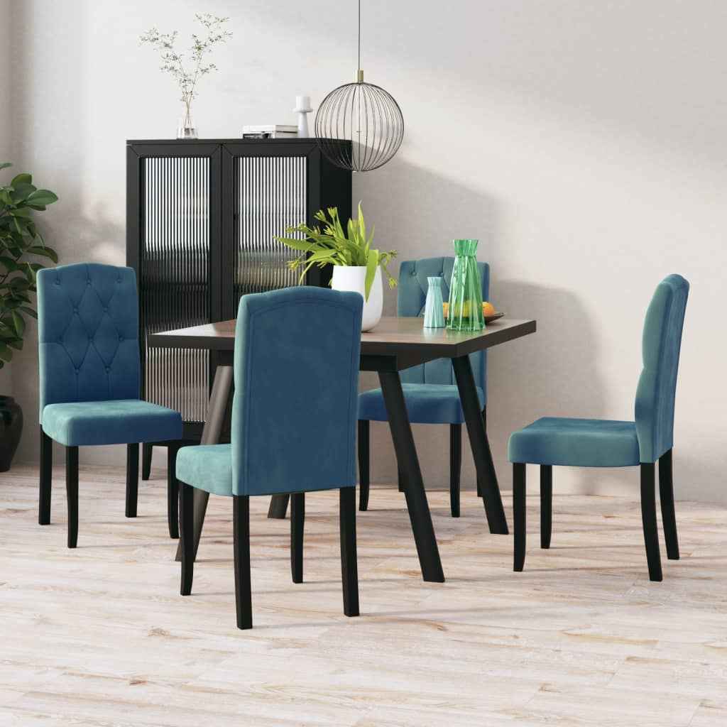 vidaXL Eetkamerstoelen 2 st fluweel blauw