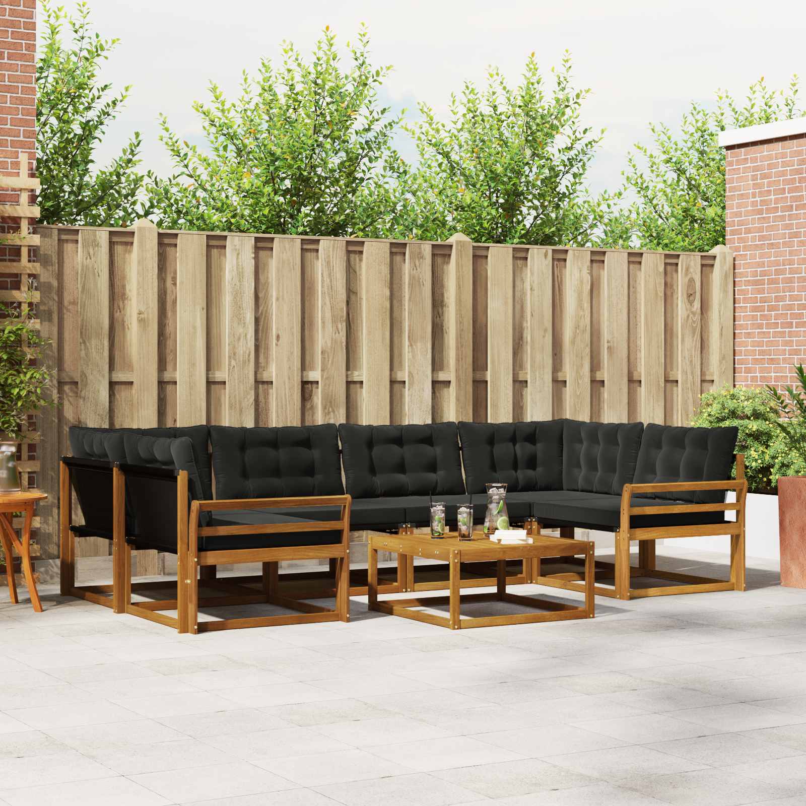 vidaXL Buiten bankenset met kussen 7 pcs Natuurlijk en Crème