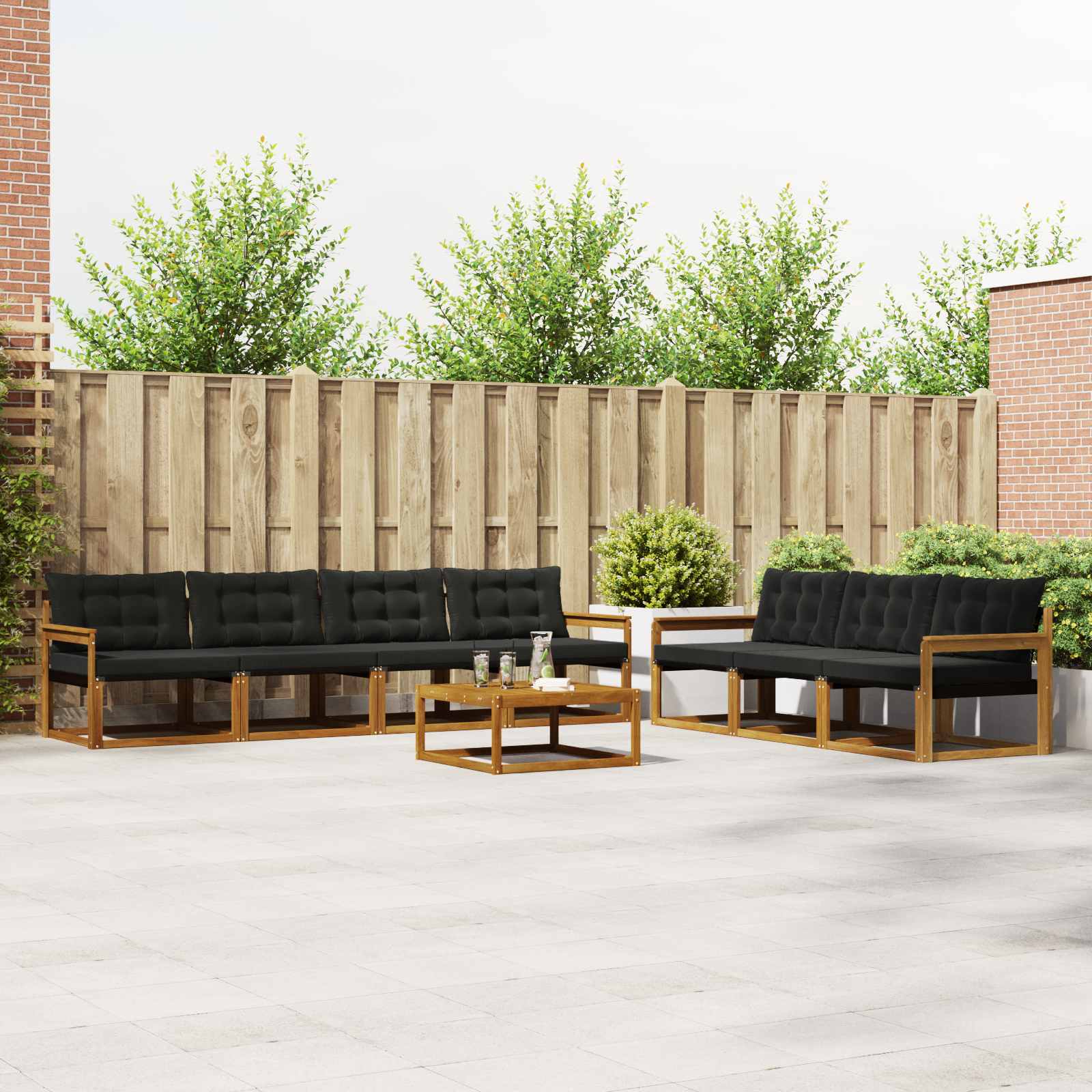 vidaXL Buiten bankenset met kussen 8 pcs Natuurlijk en Crème