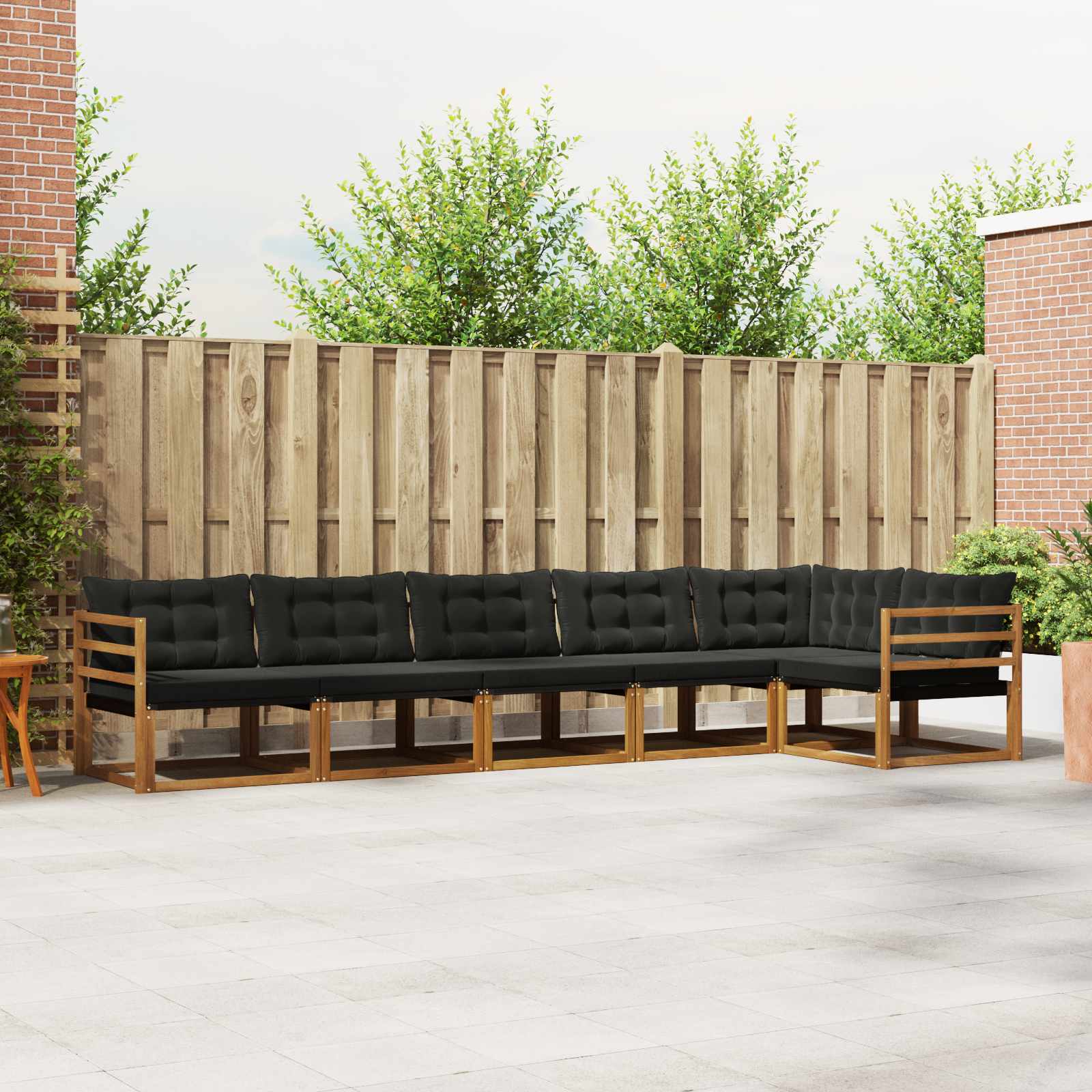 vidaXL Buiten bankenset met kussen 6 pcs Natuurlijk en Crème