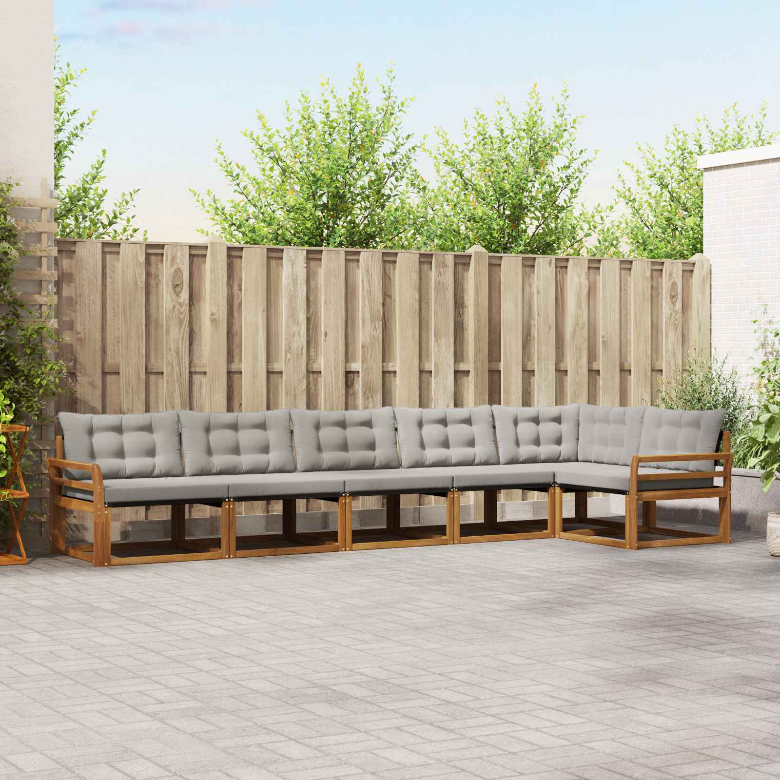 vidaXL Buiten bankenset met kussen 6 pcs Natuurlijk en Crème