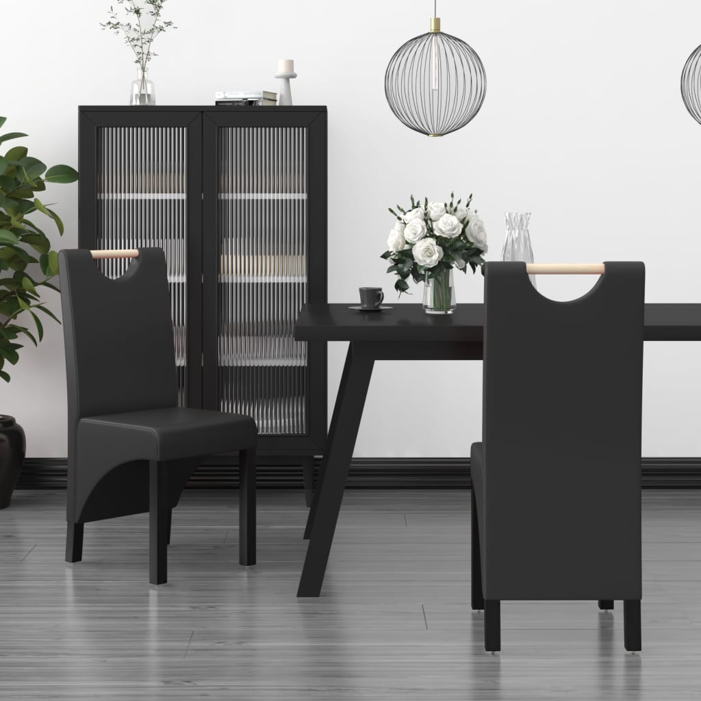 vidaXL Eetkamerstoelen 2 st kunstleer zwart