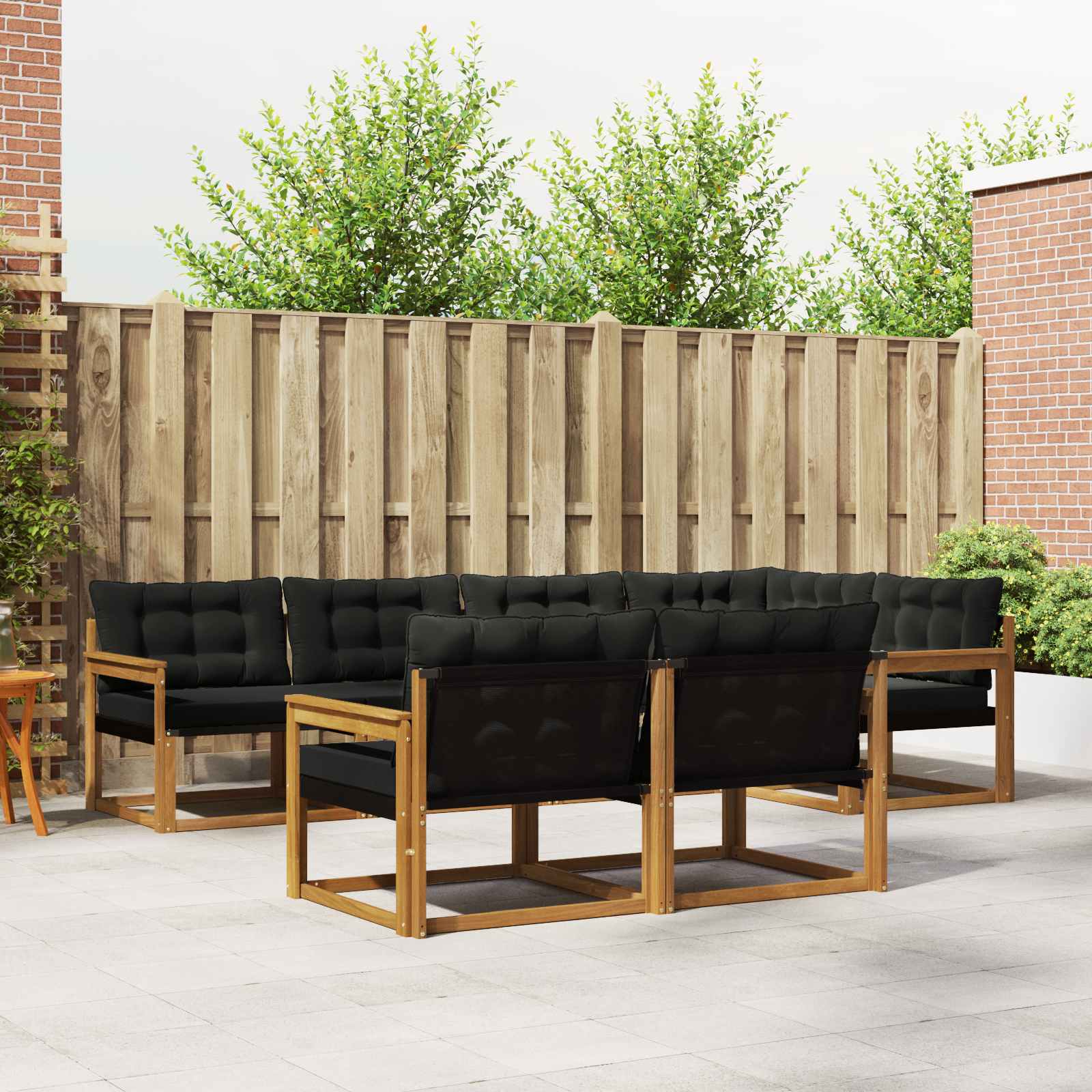 vidaXL Buiten bankenset met kussen 7 pcs Natuurlijk en Crème