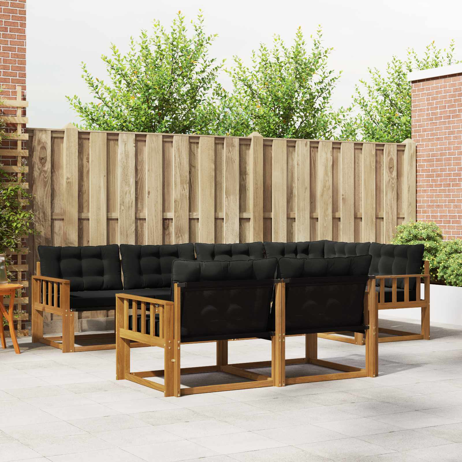 vidaXL Buiten bankenset met kussen 7 pcs Natuurlijk en Crème