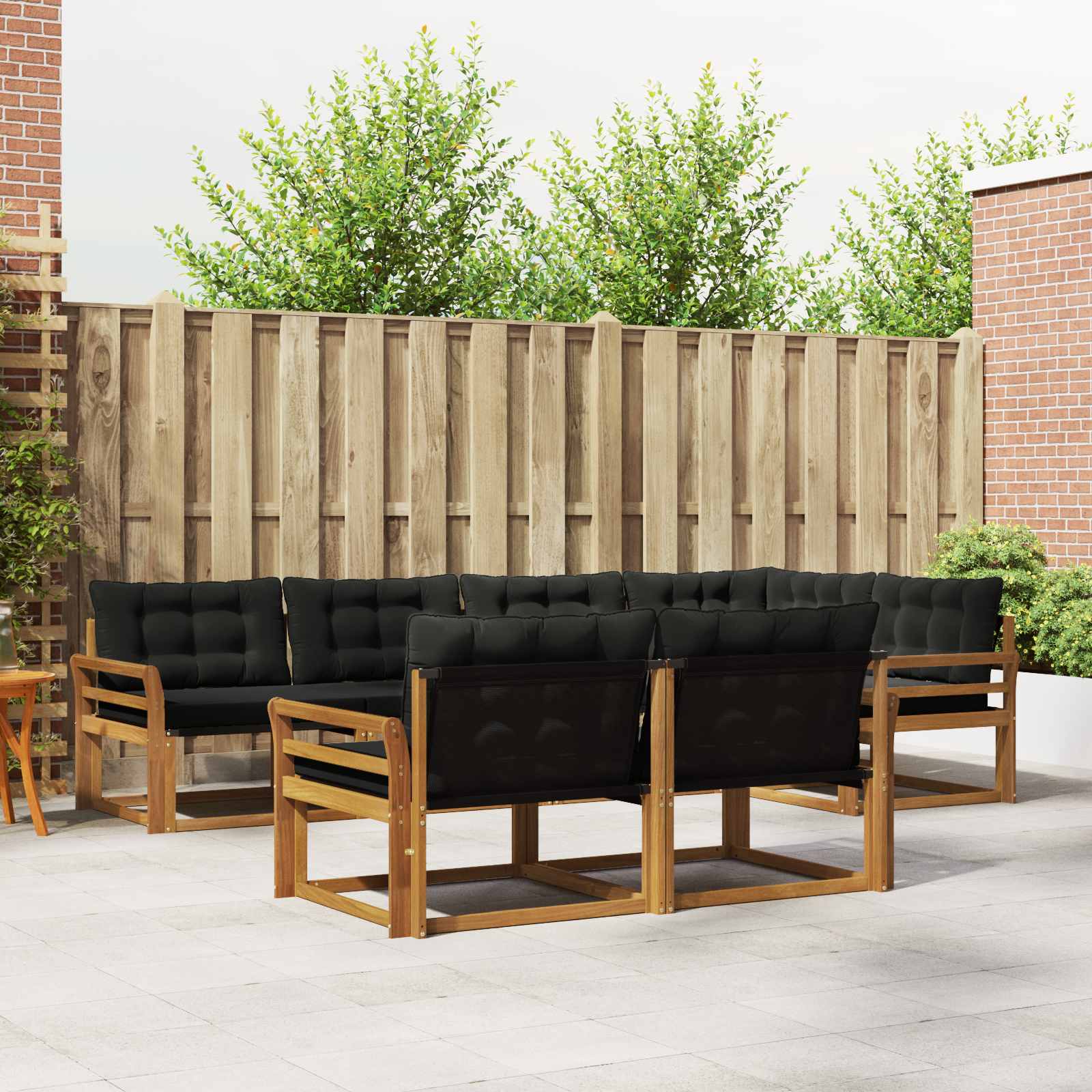 vidaXL Buiten bankenset met kussen 7 pcs Natuurlijk en Crème