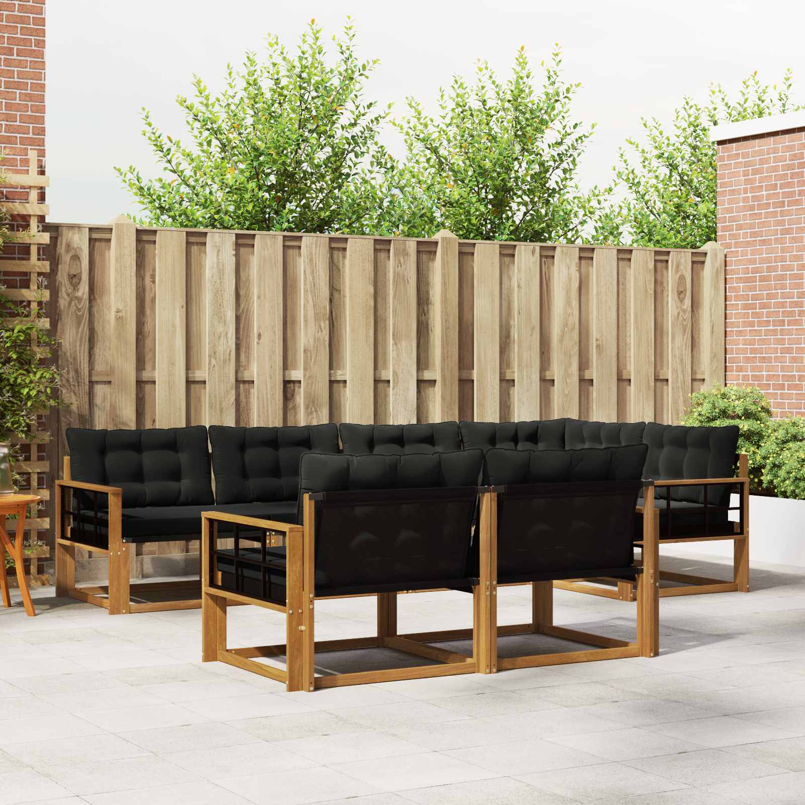 vidaXL Buiten bankenset met kussen 7 pcs Natuurlijk en Crème